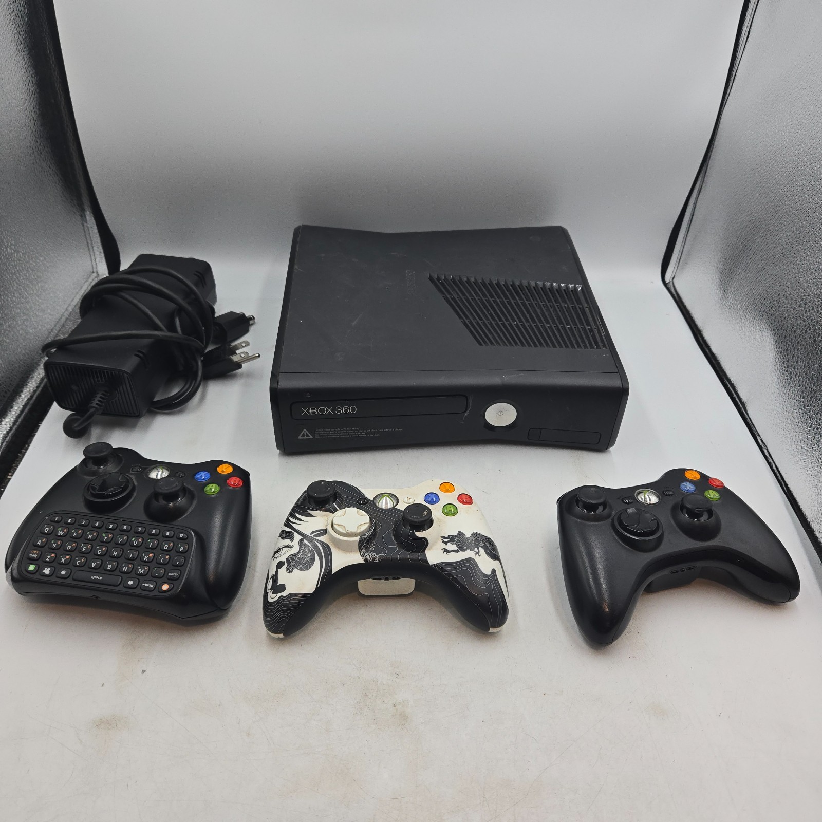 Xbox 360 S Slim Console Bundle w/ 3 Controllers Tested Working