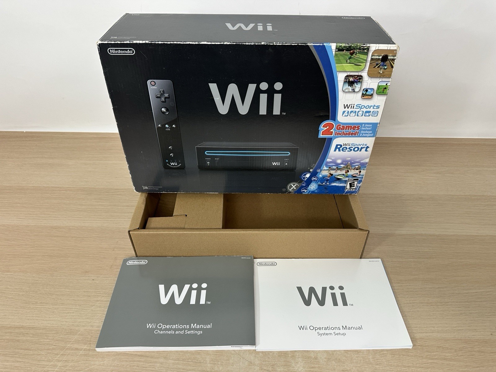 Nintendo Wii Sports & Resort Bundle – Black – Cardboard BOX ONLY – With Manuals