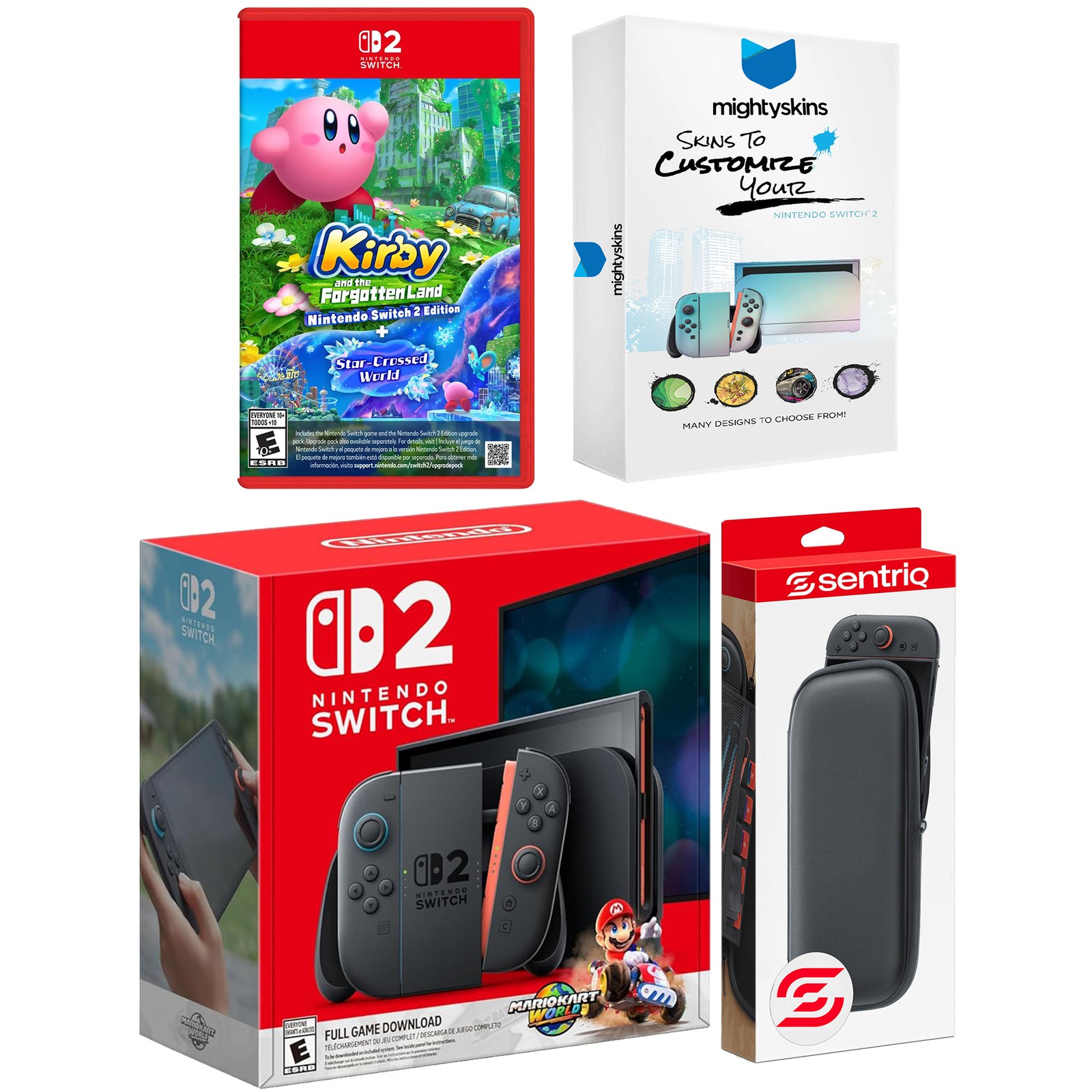 Nintendo Switch 2 Mario Kart World, Kirby Forgotten Land and Carry Case Bundle
