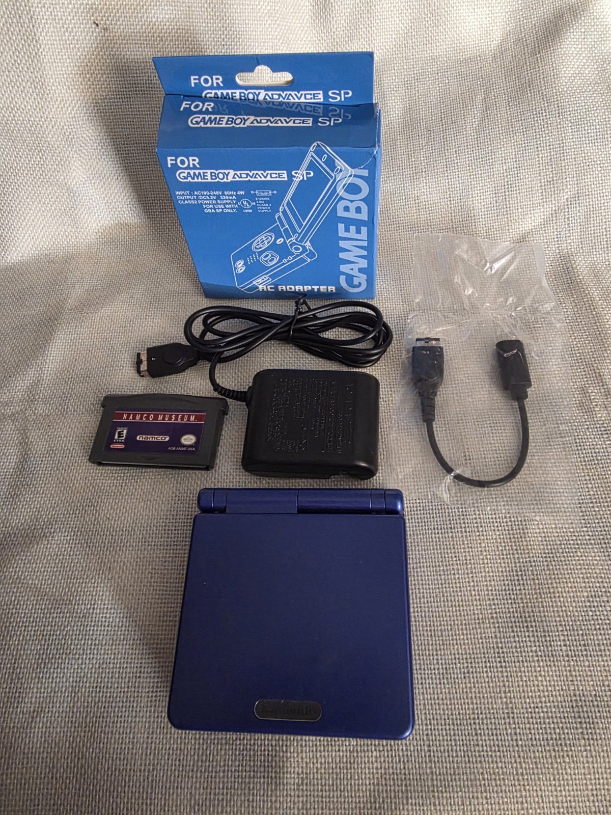 ​Nintendo Game Boy Advance SP Cobalt Blue AGS-001 Bundle w/ Wall Charger, USB-C