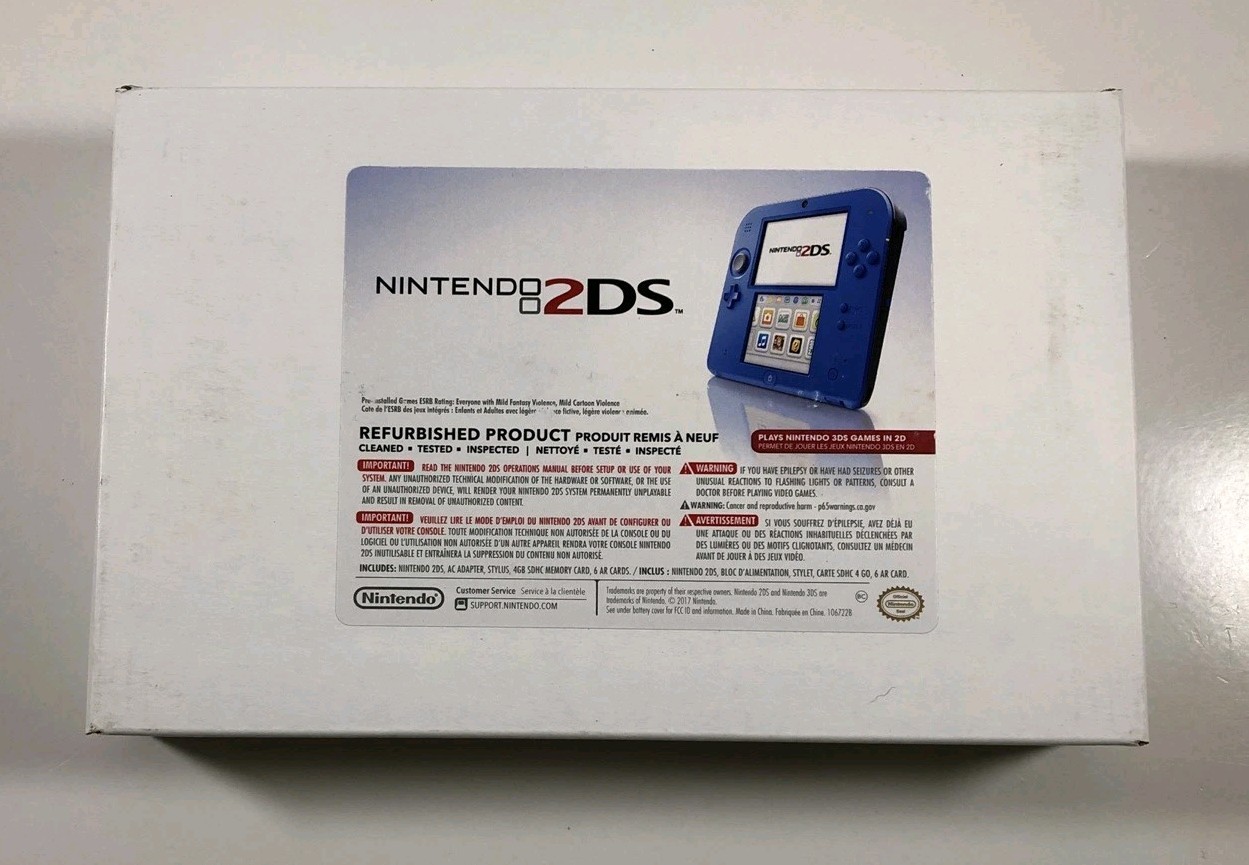 Nintendo 2DS Black + Electric Blue Console Handheld System, Charger/Stylus FAST
