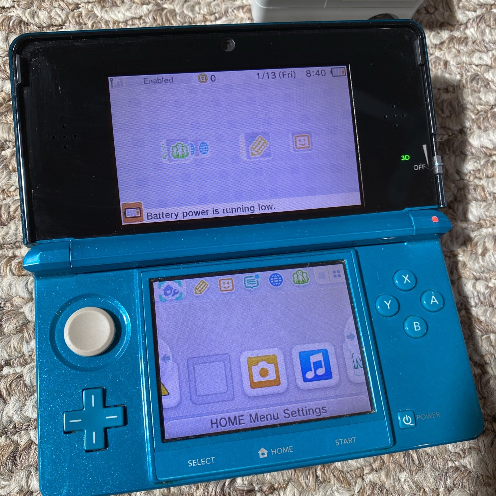 Nintendo 3DS Aqua Blue Handheld Handheld Console System CTR-001 Tested USA