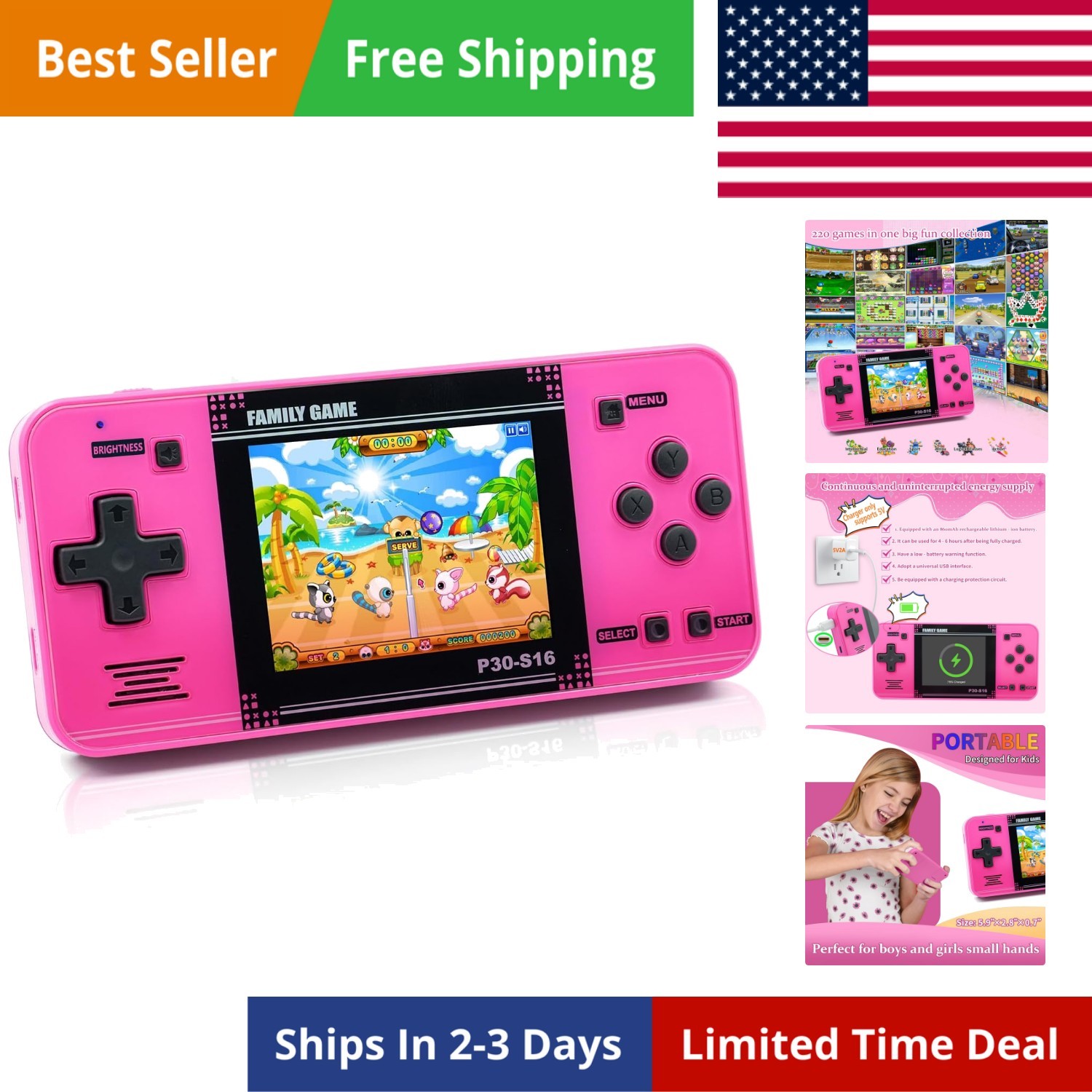 Handheld Game for Kids -Preloaded 220 Retro Video Games, Portable Gaming Play…