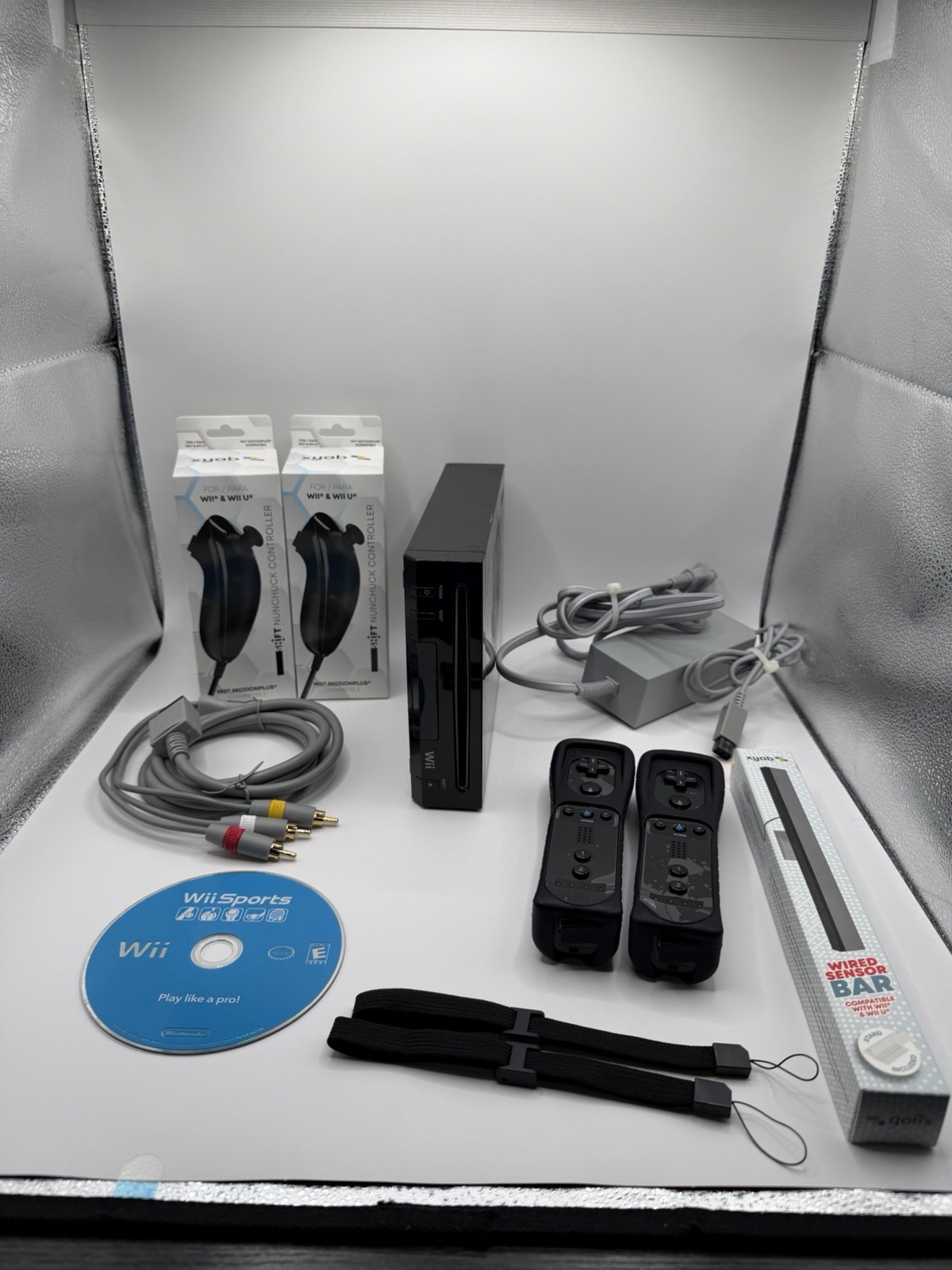 Nintendo Wii Console + Wii Sports Bundle CLEAN + Tested Color- BLACK RVL 101