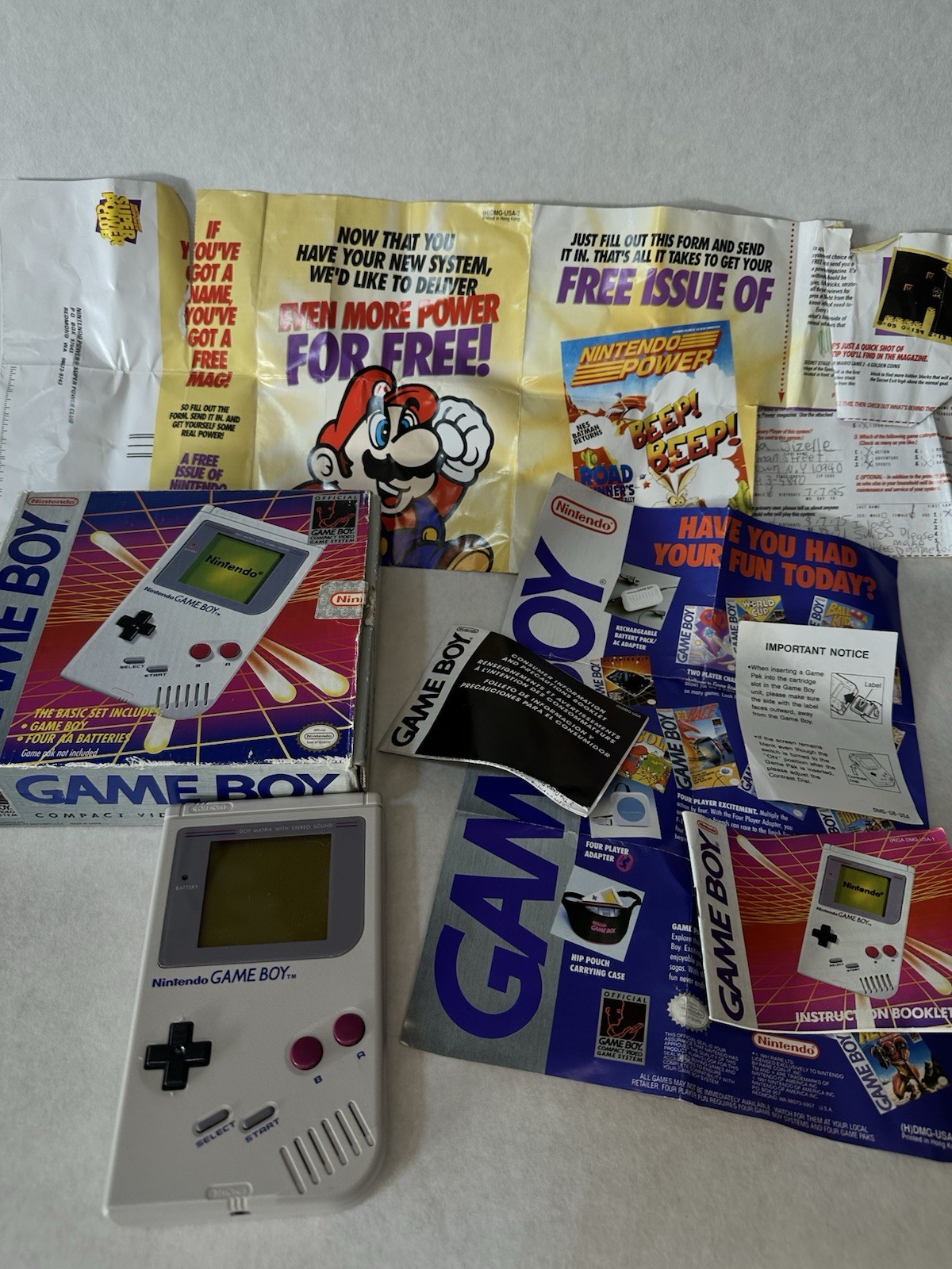 Original Nintendo Game Boy Gameboy Console With Original Box CIB TESTED WORKING