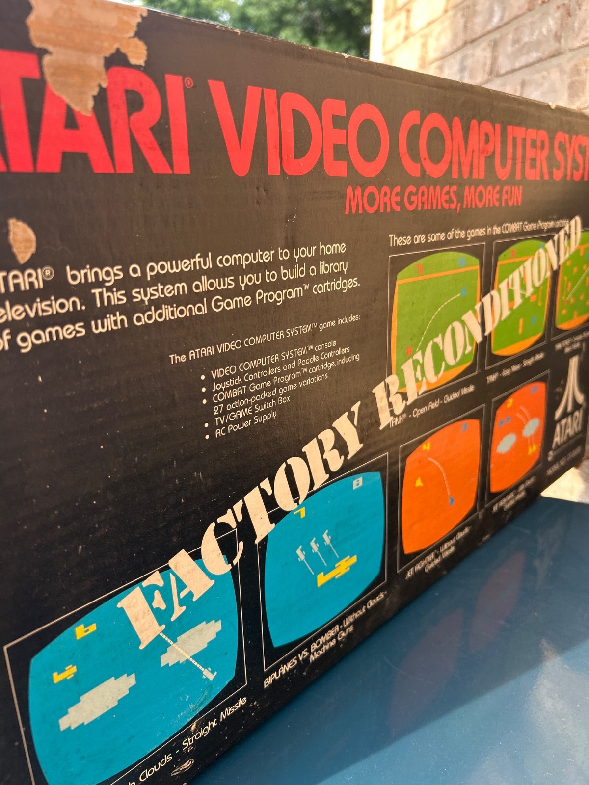 ATARI CX2600 Game System FACTORY RECONDITIONED WITH BOX AND GAMES Untested As Is
