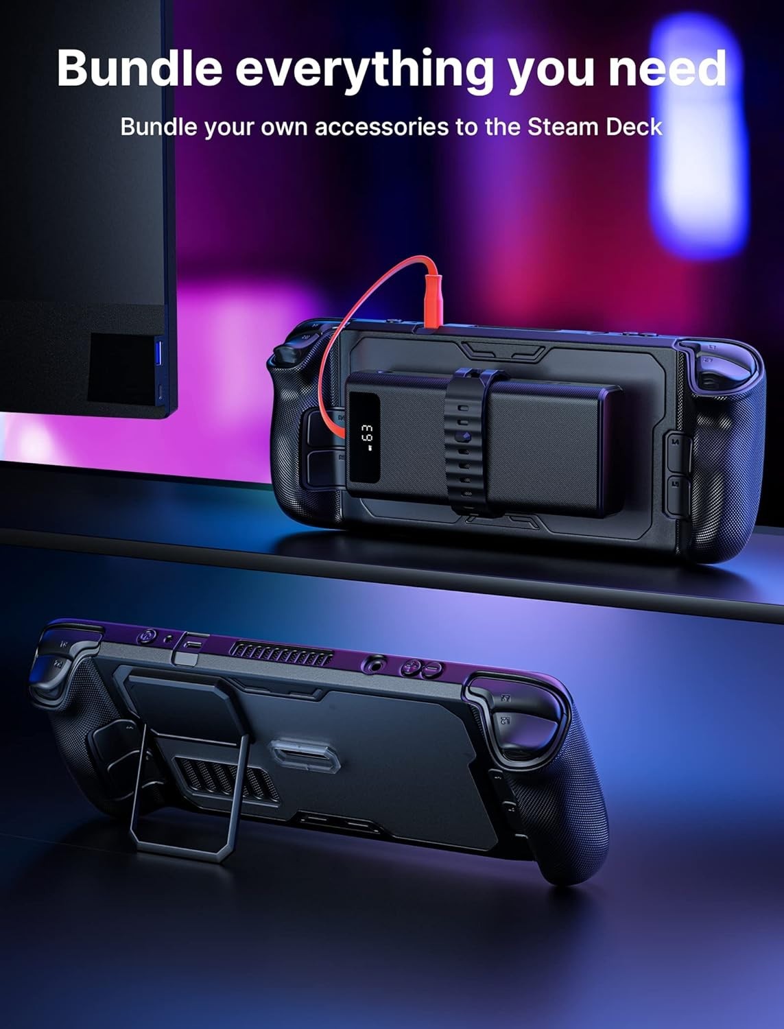 PC0104 ModCase: Steam Deck Case with Detachable Front Shield & Kickstand