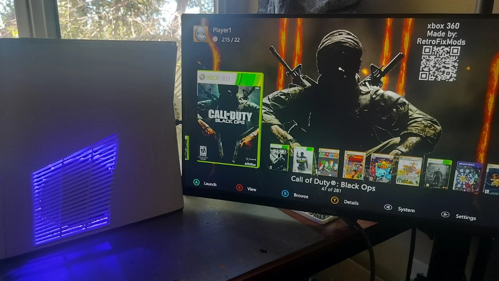Custom White Xbox 360 Slim Console bundle– Blue LED Lighting – 500GB Hard Drive