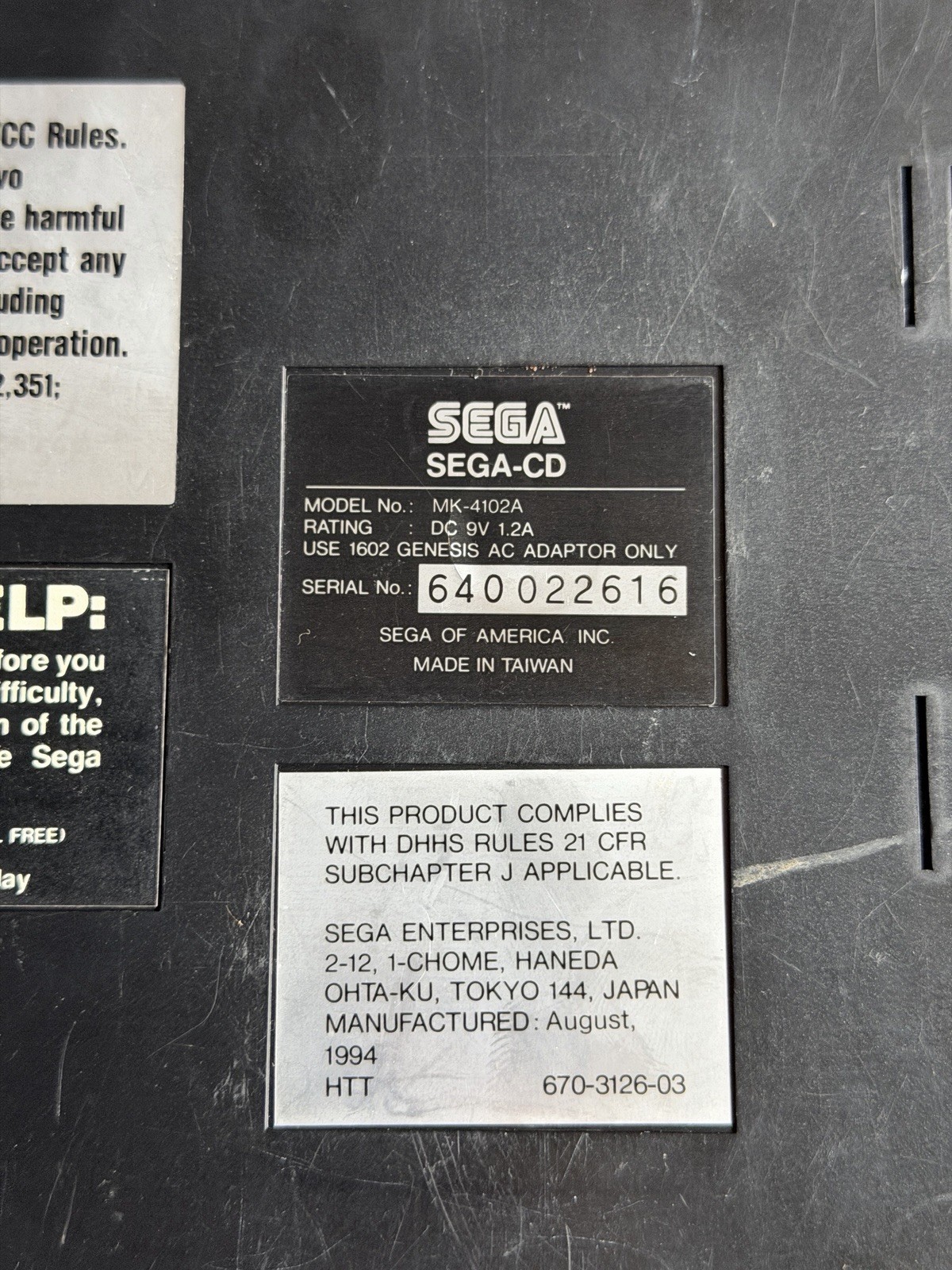 Sega Genesis Model MK-4102A 16-bit Console & Sega CD FOR PARTS CHECK DESRIPTION