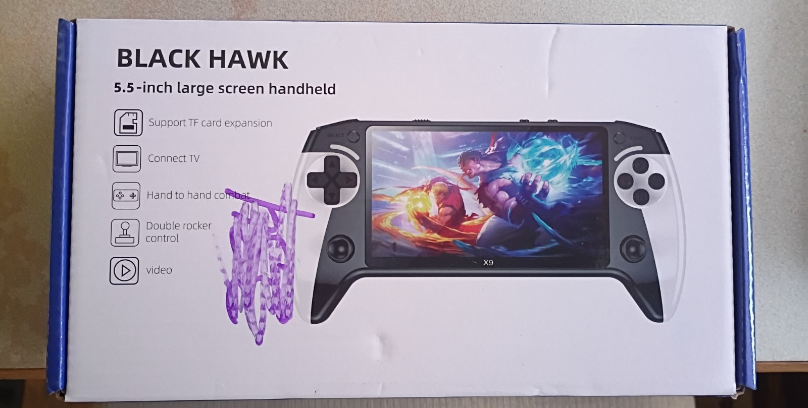 BLACK HAWK X9 Handheld System 5.5in High Clear Screen TV Out AV 8G Black/White