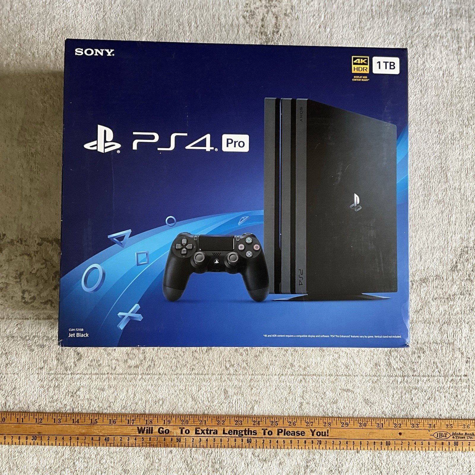 SONY Playstation 4 Pro PS4 Jet Black Console 1TB w/box Mint A+ Adult Owned