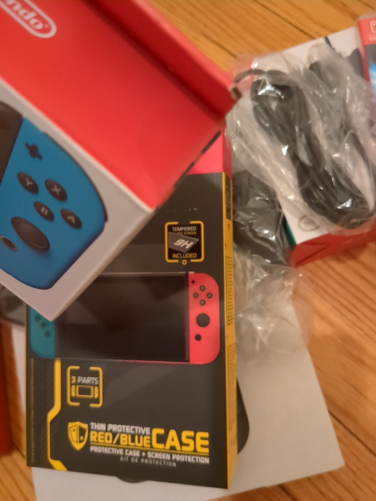 Nintendo Switch Bundle HAC-001(-01) Gaming Console – Red/Neon Blue Joy-Cons New