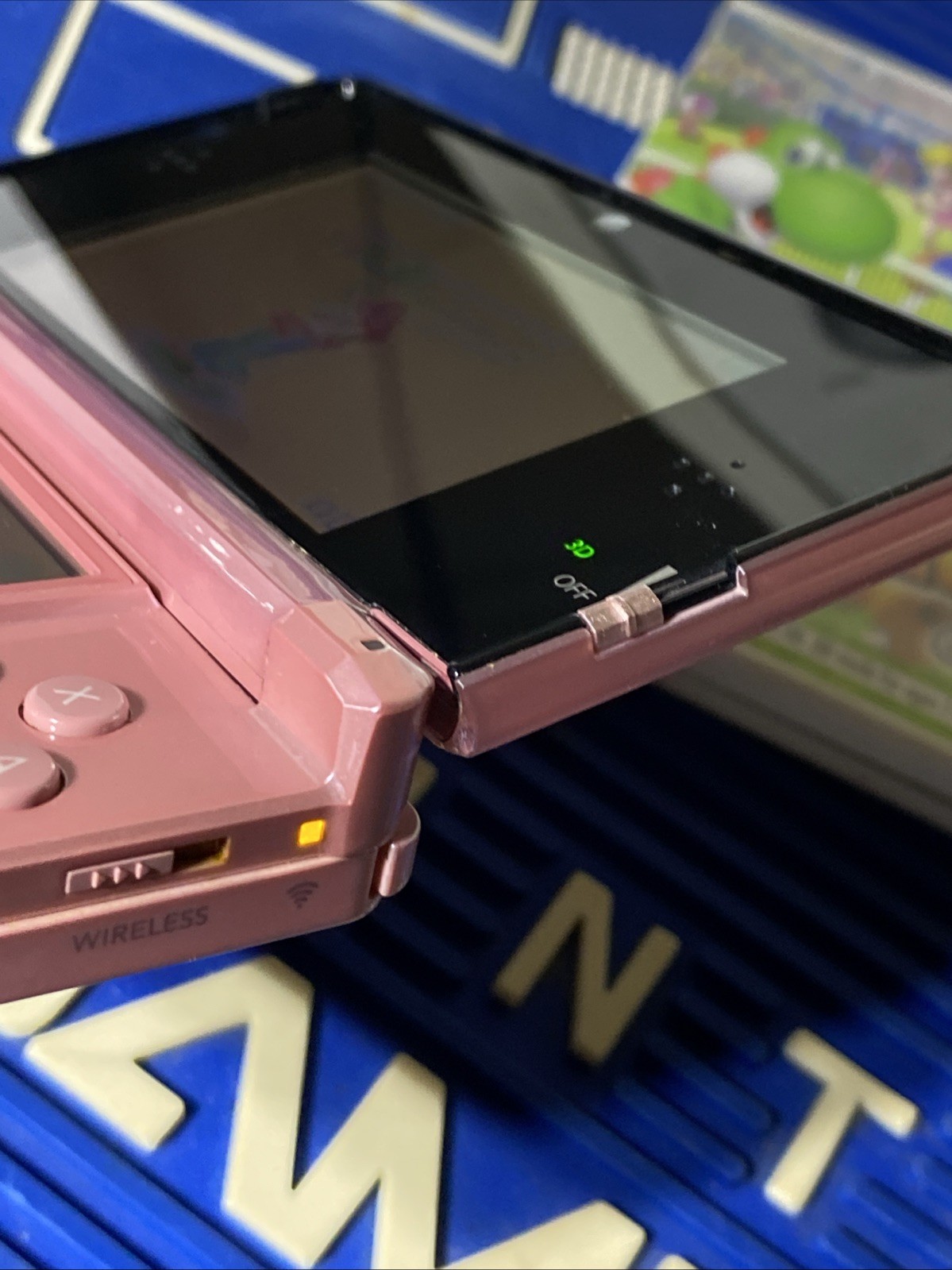 Nintendo 3DS “Pearl Pink” OEM Charger, 2GBcard, Mario tennis game. tested A-1
