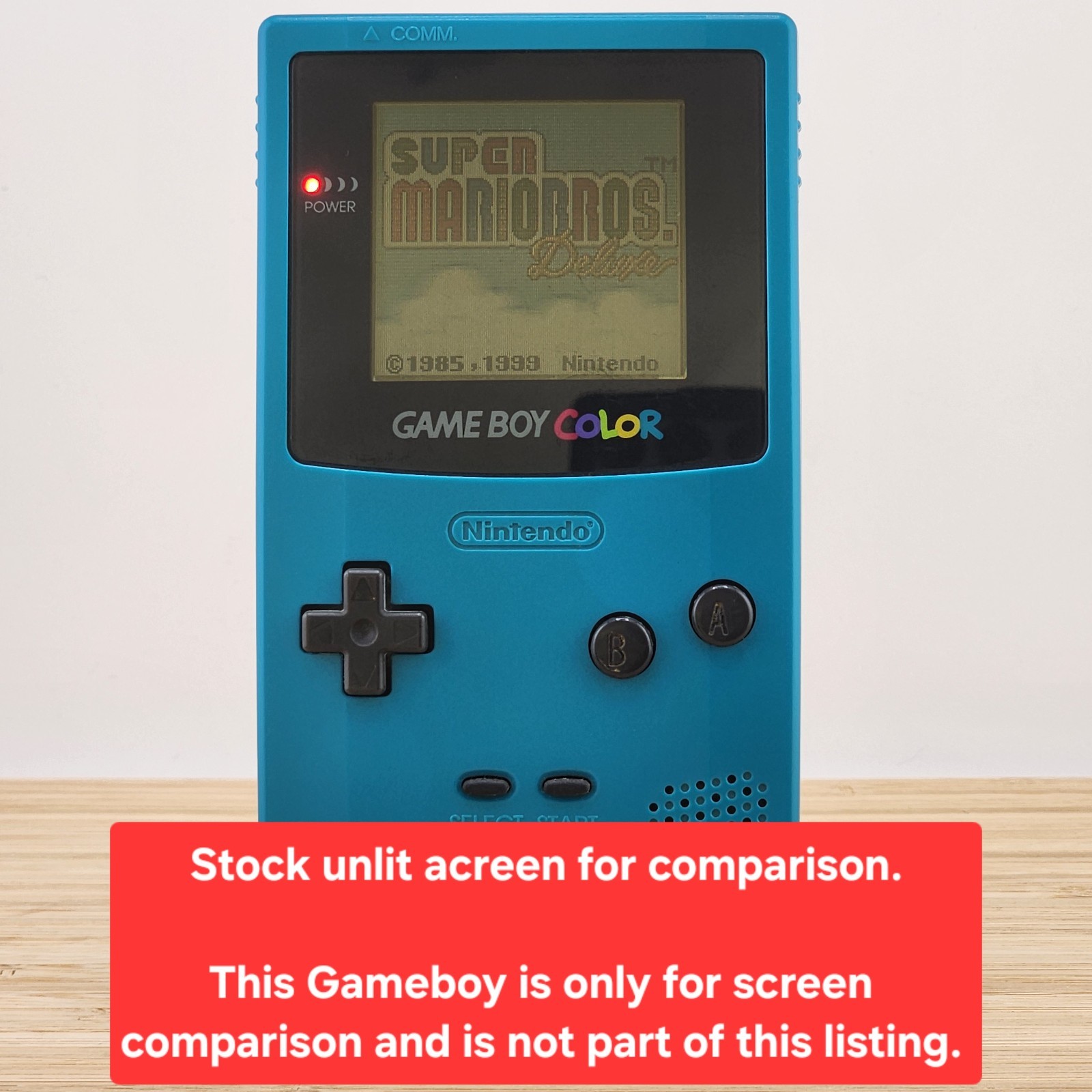 Gameboy Color, OLED Touch Screen, Clear Blue Shell Game Boy GBC, Power LED Swap