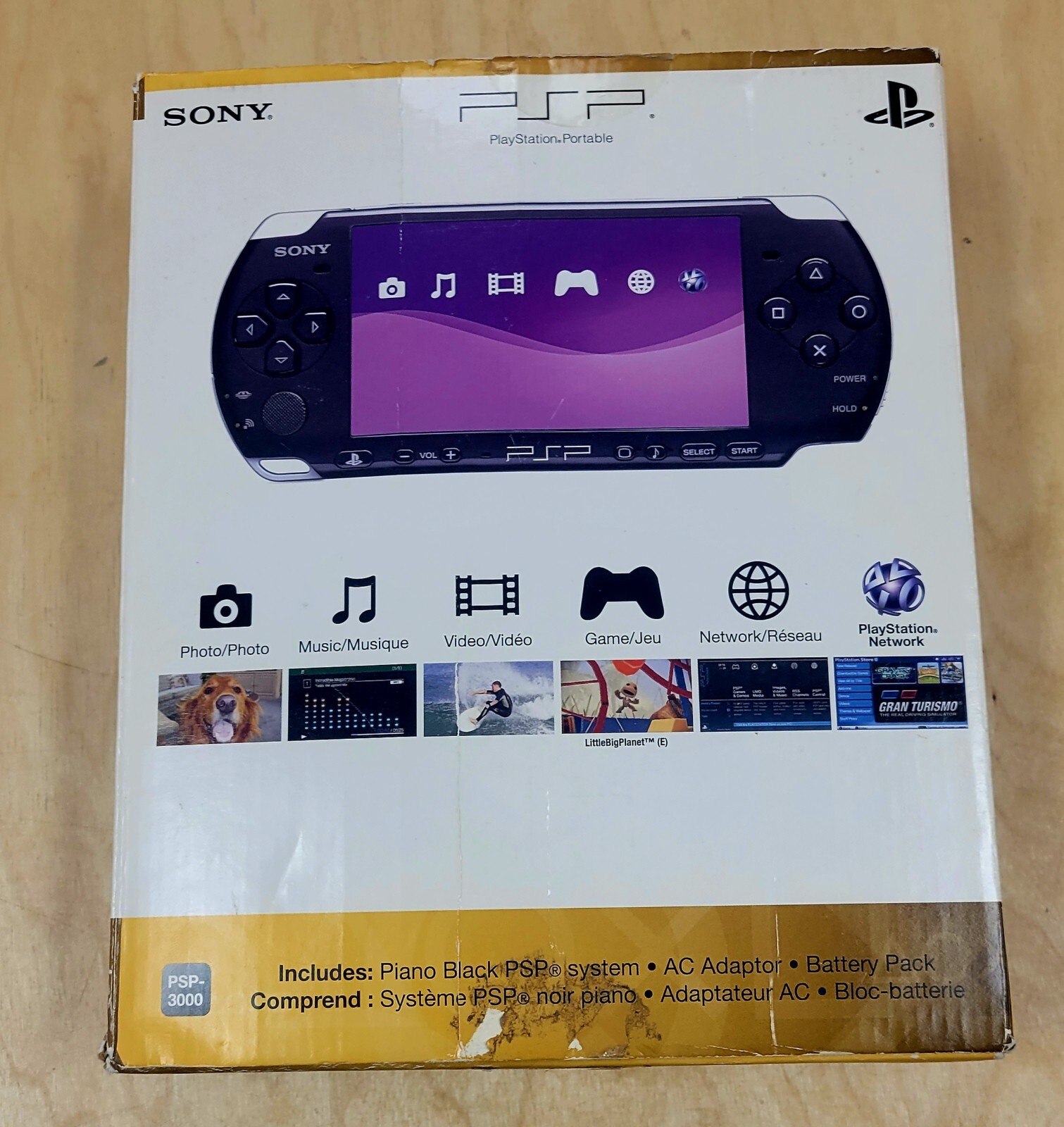 Sony PSP 3000 Black Complete in Box Good Condition Tested & Working