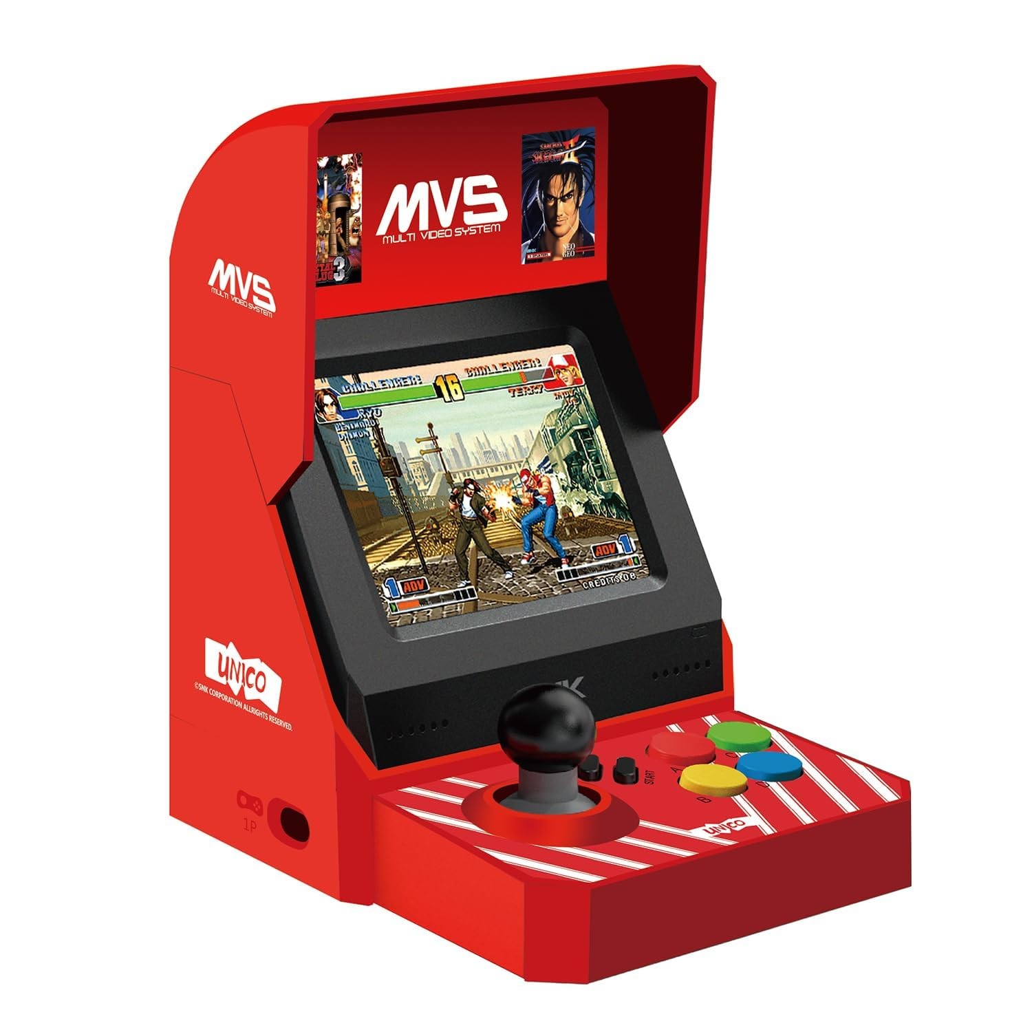 UNICO MVS Mini Home Arcade with 45 SNK Games King of Fighters, Metal Slug
