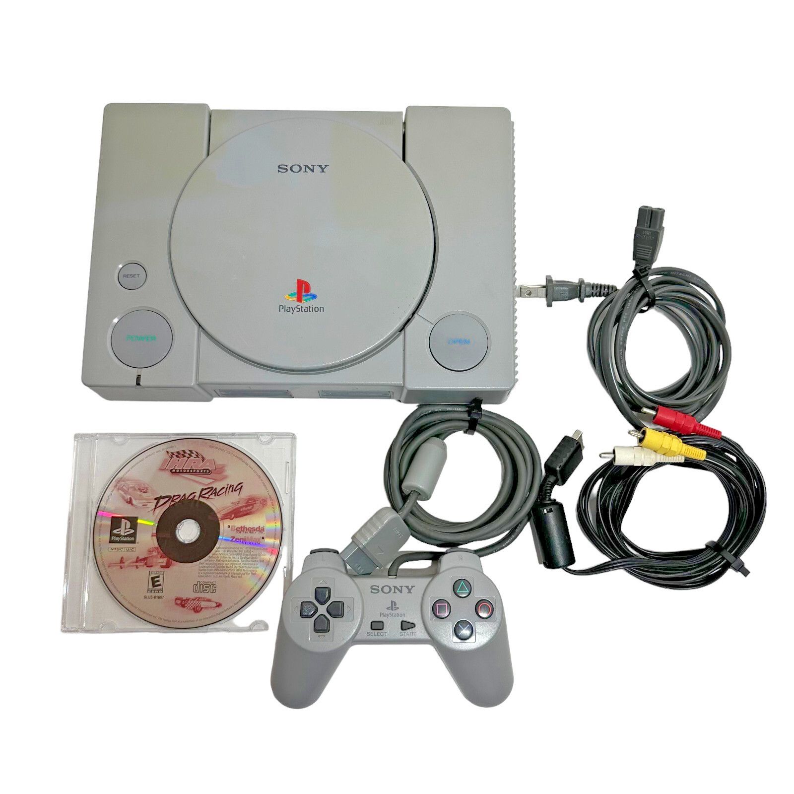 Sony PlayStation 1 PS1 Bundle w/ Console Controller Power & TV Cable and 1 Game