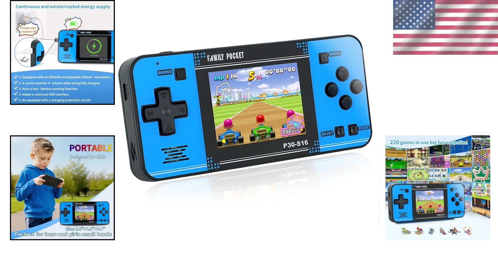 Interactive Portable Game Player for Kids – 220 Retro Titles & Ergonomic Fit