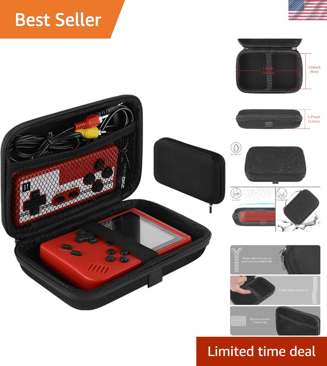 Lightweight Handheld Game Console Protection Case with Dual Storage Compartments