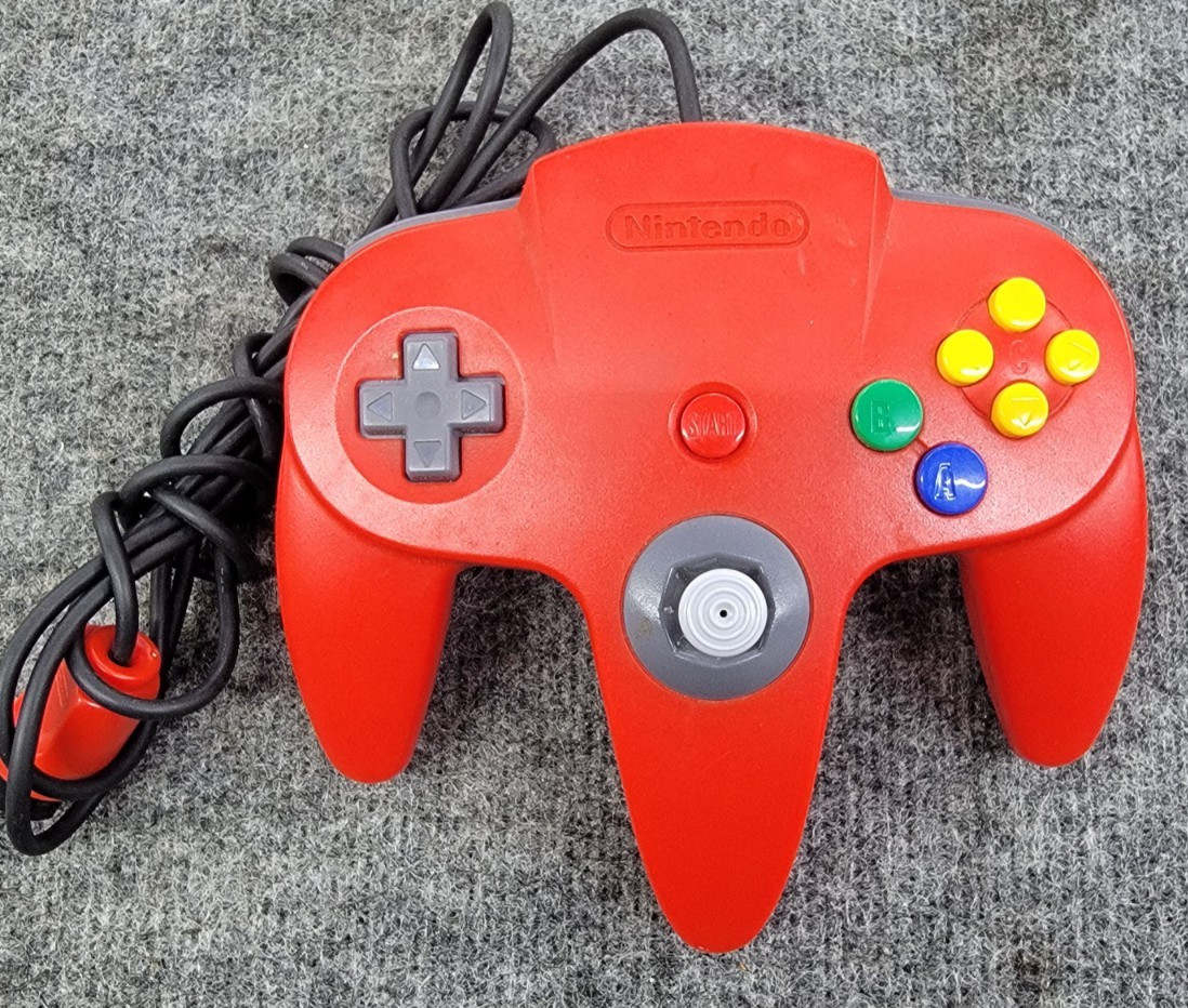 Nintendo 64 Console w/Red Control, Cords And 3 Games Glover, Nascar, Wave Race