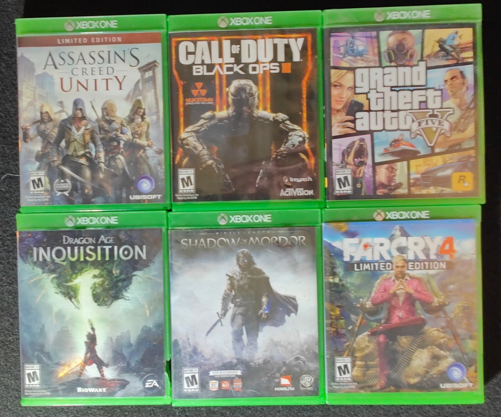 Microsoft Xbox One 500GB Console Gaming System Black 7UV-00077 with 6 games