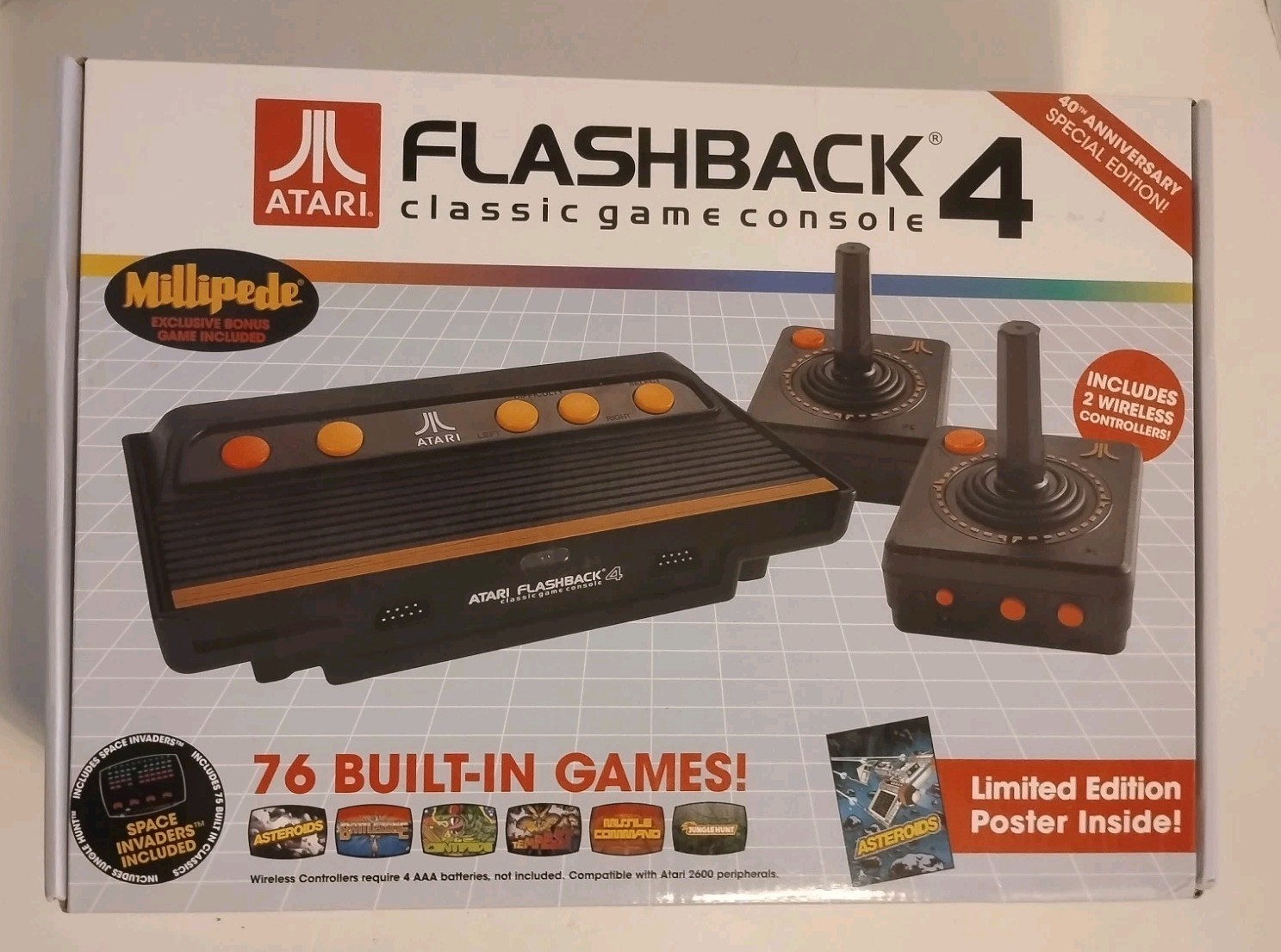 Atari Flashback 4 Classic Game Console W/ 2 Wireless Controllers – Working