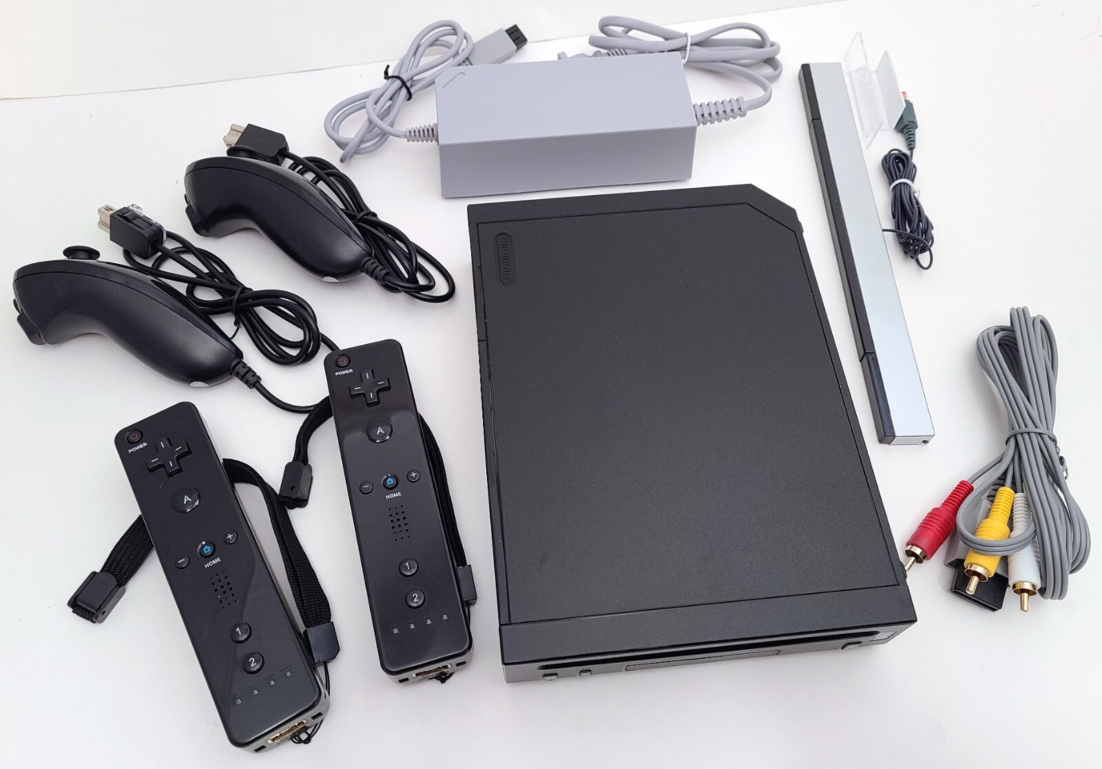 Nintendo Wii Video Game System 2 REMOTE Bundle BLACK Console + NEW ACCESSORIES