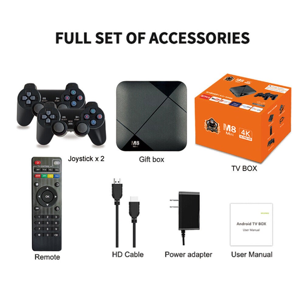 Android 9.0 Dual System HD TV BOX Video Game Console 64GB 10000 Games Gamepad