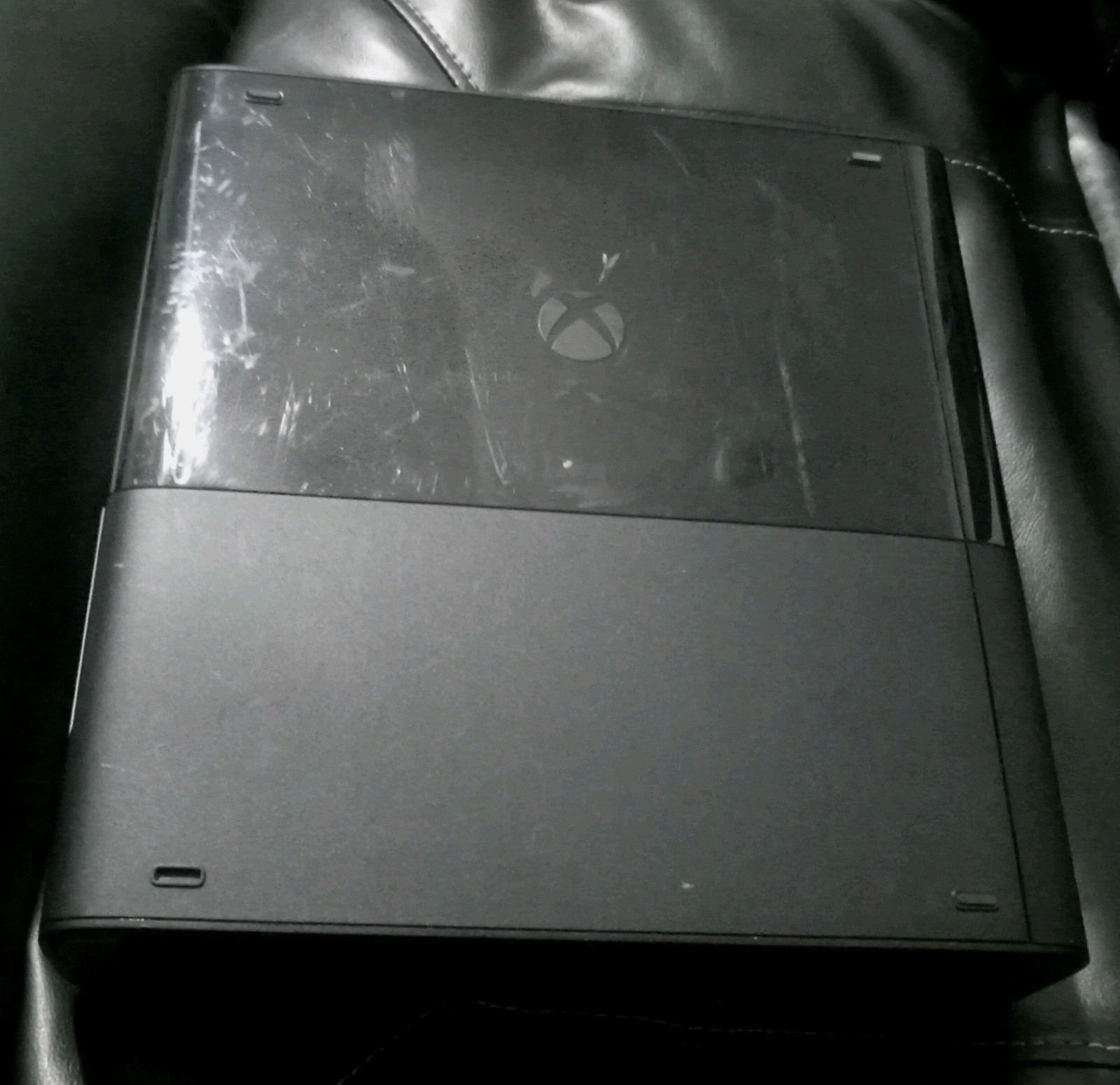 Black Microsoft Xbox 360 E Console With White Controller and AC Power Adapter