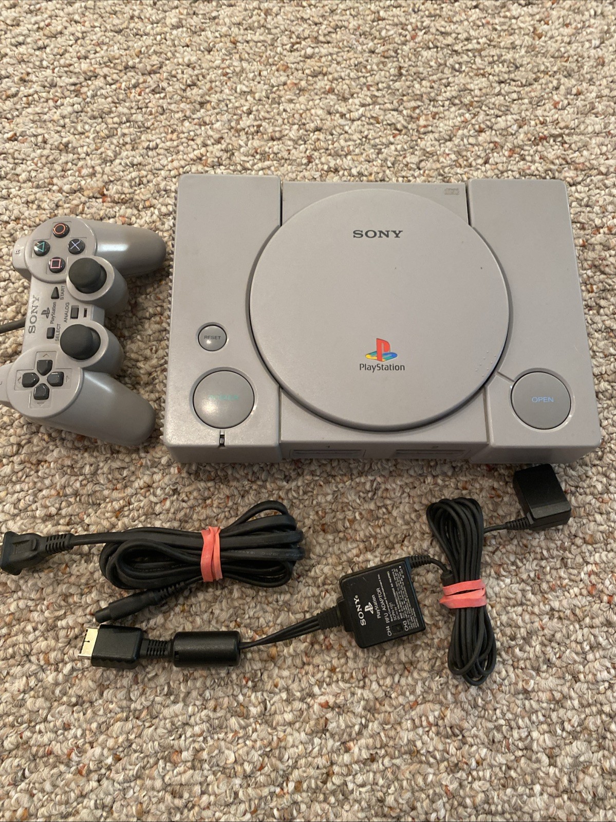 Sony PlayStation PS1 SCPH-5501 Console Bundle 1 Controller Tested + Cords