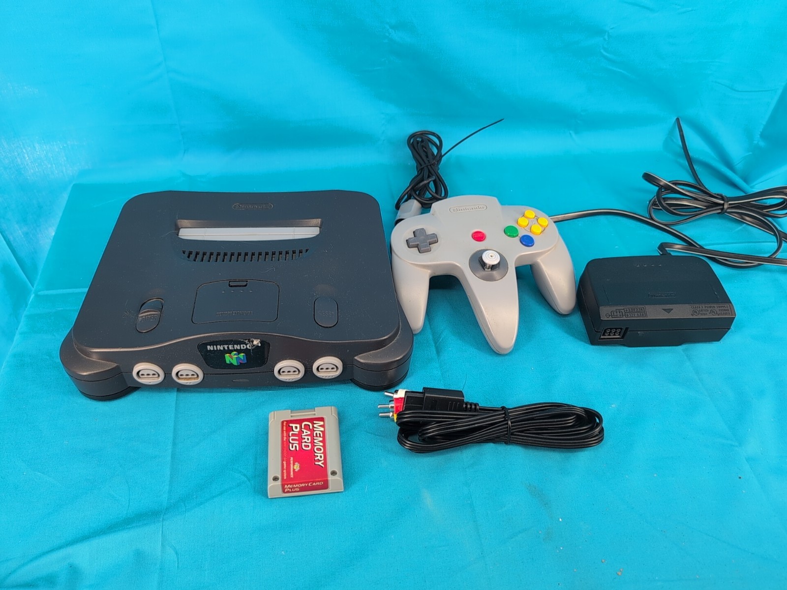 Nintendo 64 N64 Console Wires Controller Memory Card tested/works. See Photos