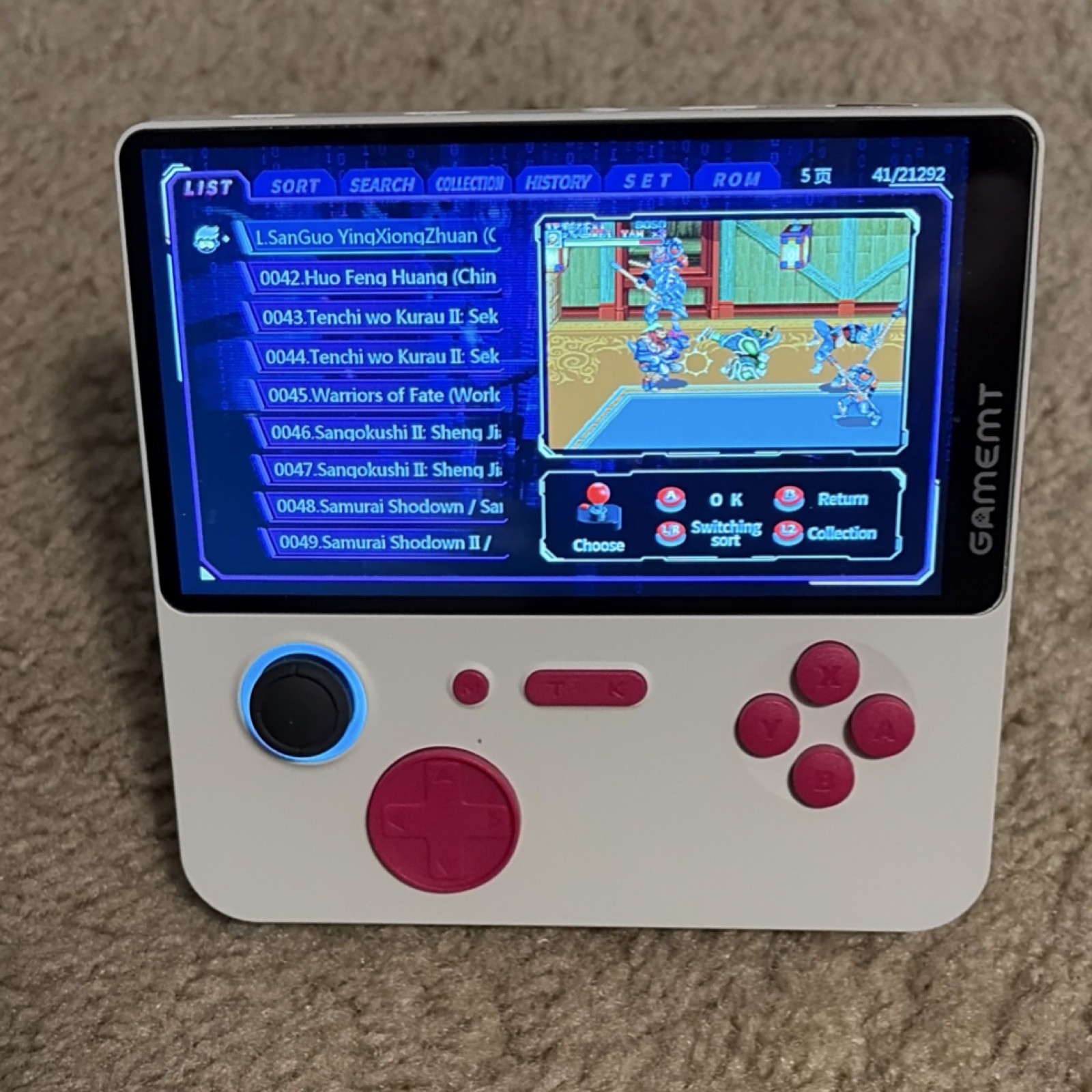 GAMEMT Handheld Video Game Console White Pink Stand HDMI USB Multiple Games