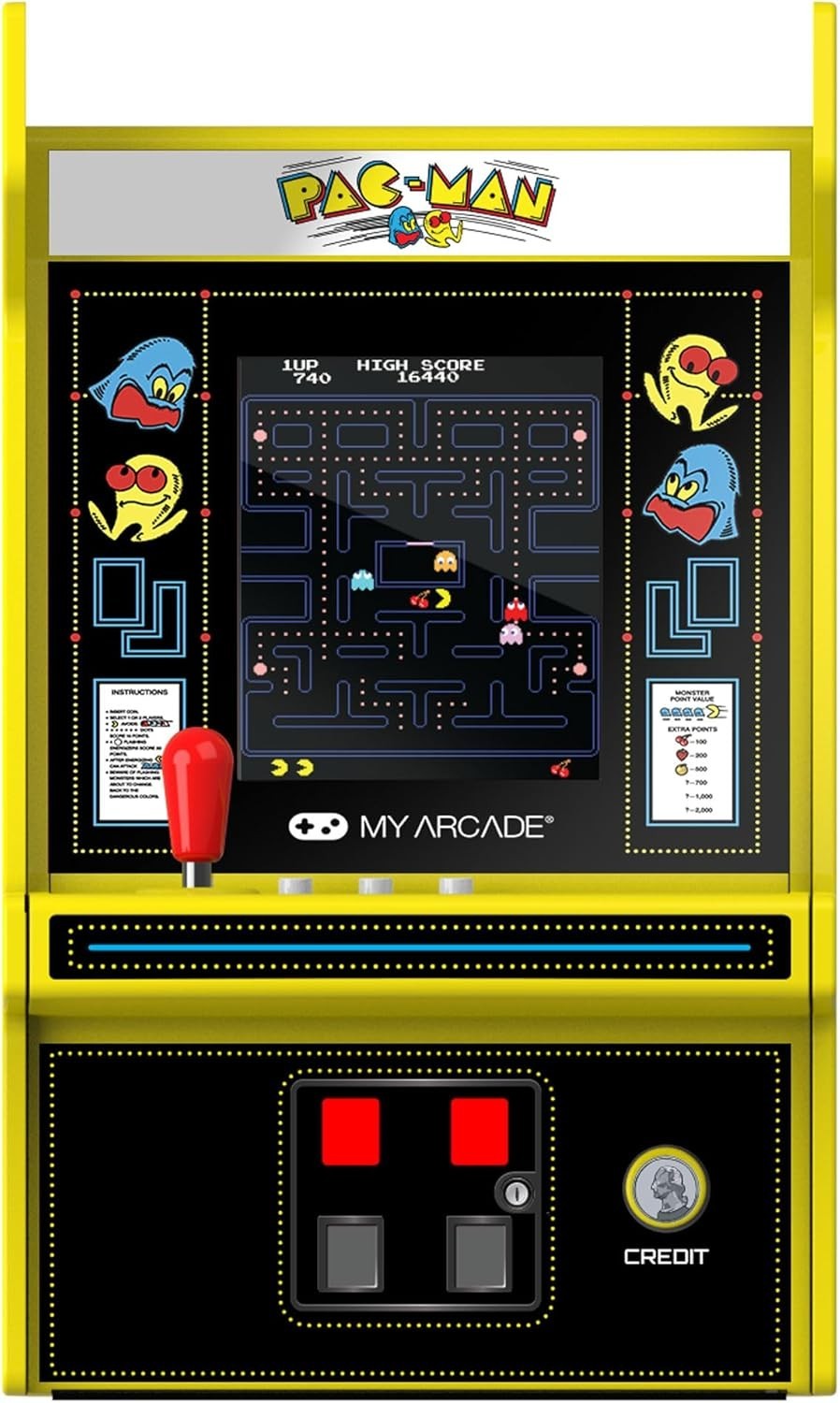 Authentic Pac-Man Micro Player Pro – Handheld Retro Arcade Game, 6.75 Inches