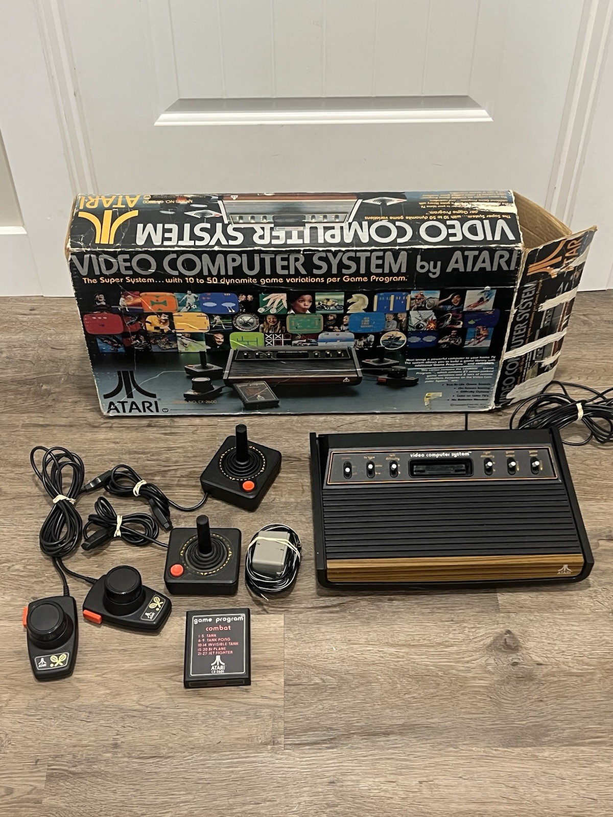 Rare 1977 Atari 2600 VCS Heavy Sixer Console Orig. BOX CHESS PIECE Gray Writing