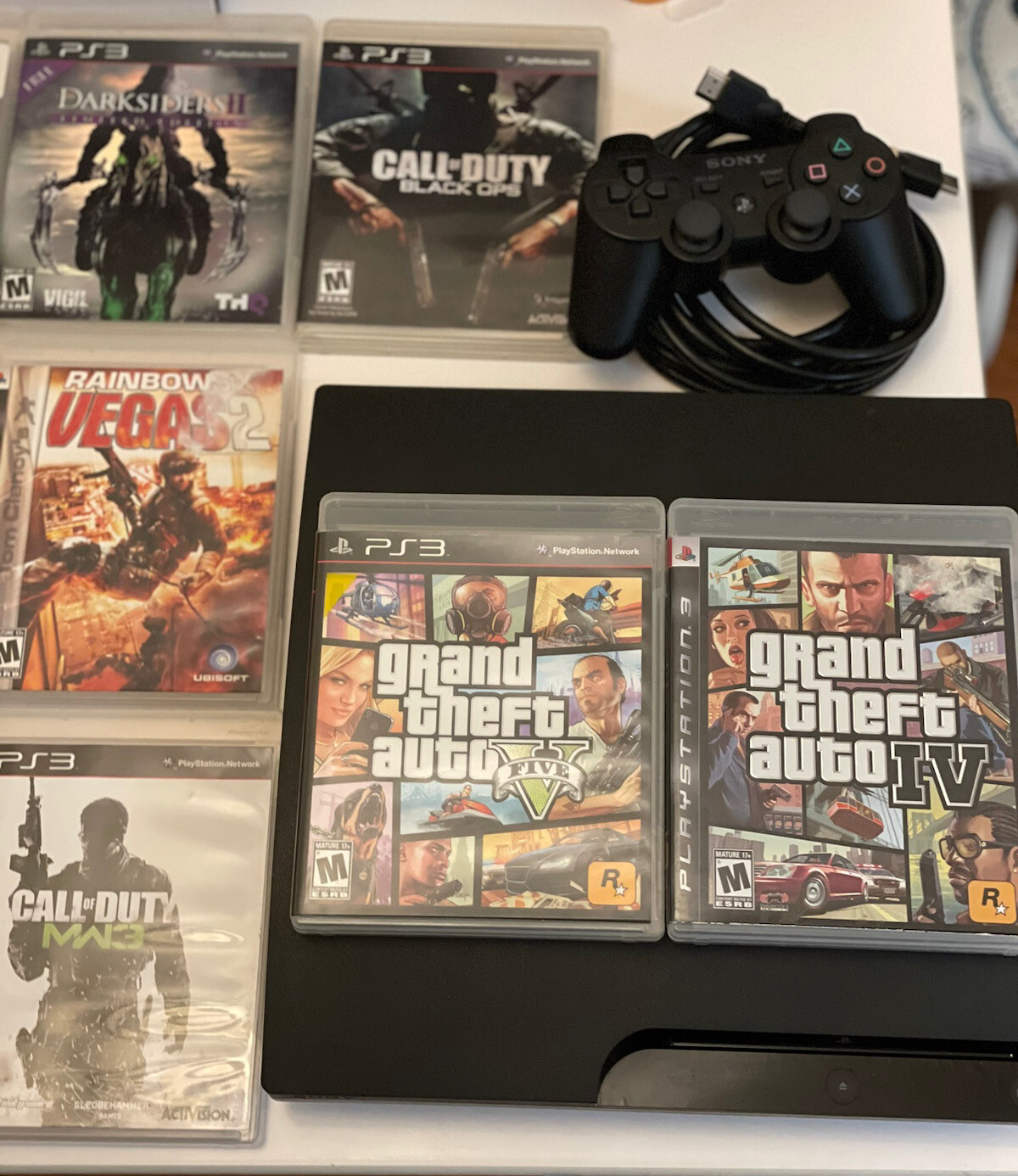 Sony PlayStation 3 Console PS3 Slim Great Condition 150GB Bundle W 2 Controllers