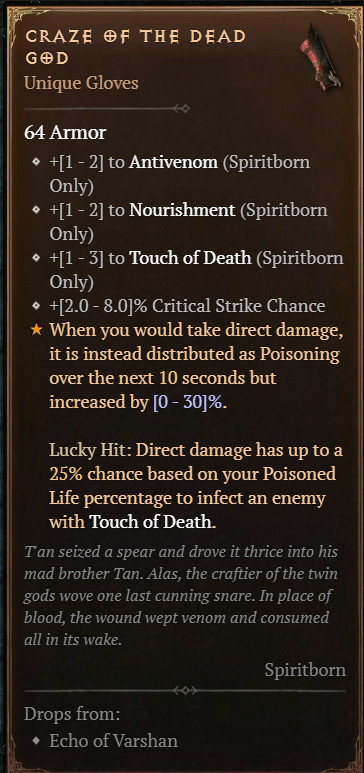 DIABLO 4🔥SEASON 8🔥‍‍‍‍‍‍‍‍‍‍‍‍‍‍‍🌿🐍Spiritborn Unique Items🐯🌿
