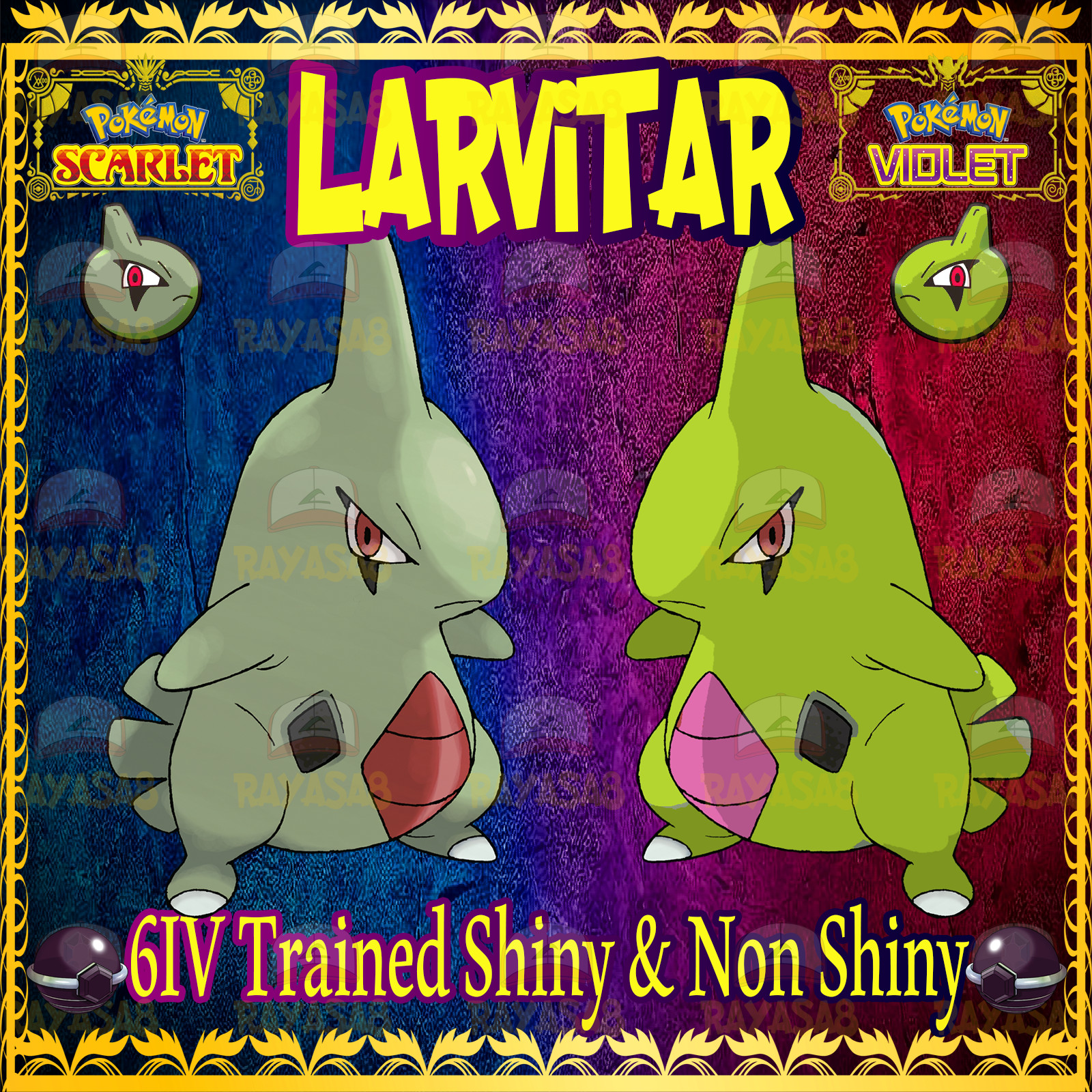Pokemon Scarlet & Violet Larvitar 6IV Trained 🌟Shiny🌟 & Non Shiny Best Stats
