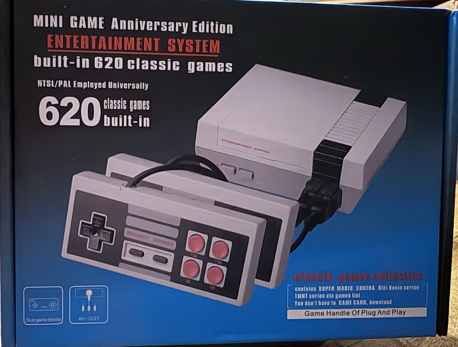 Mini Game Anniversary Edition Gray NES Home Console, 620 Games, Plug and Play