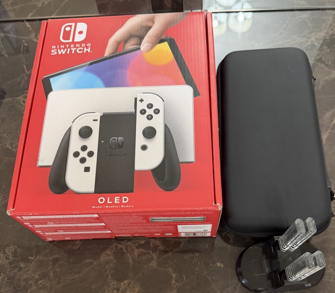 Nintendo Switch OLED White Console White Joy-Con Dock Case Accessories