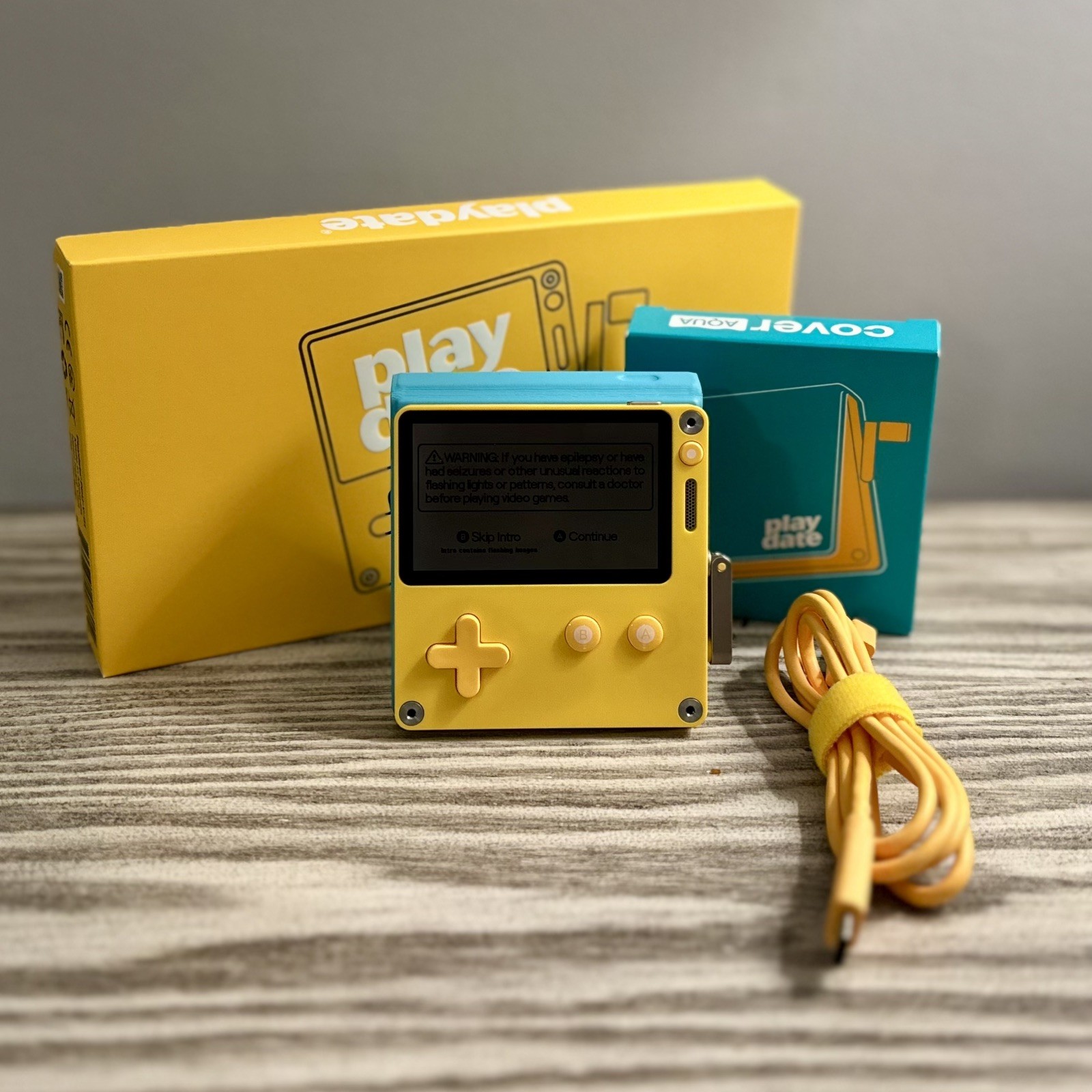 Playdate Panic Console Handheld with Teal Cover, all original packaging