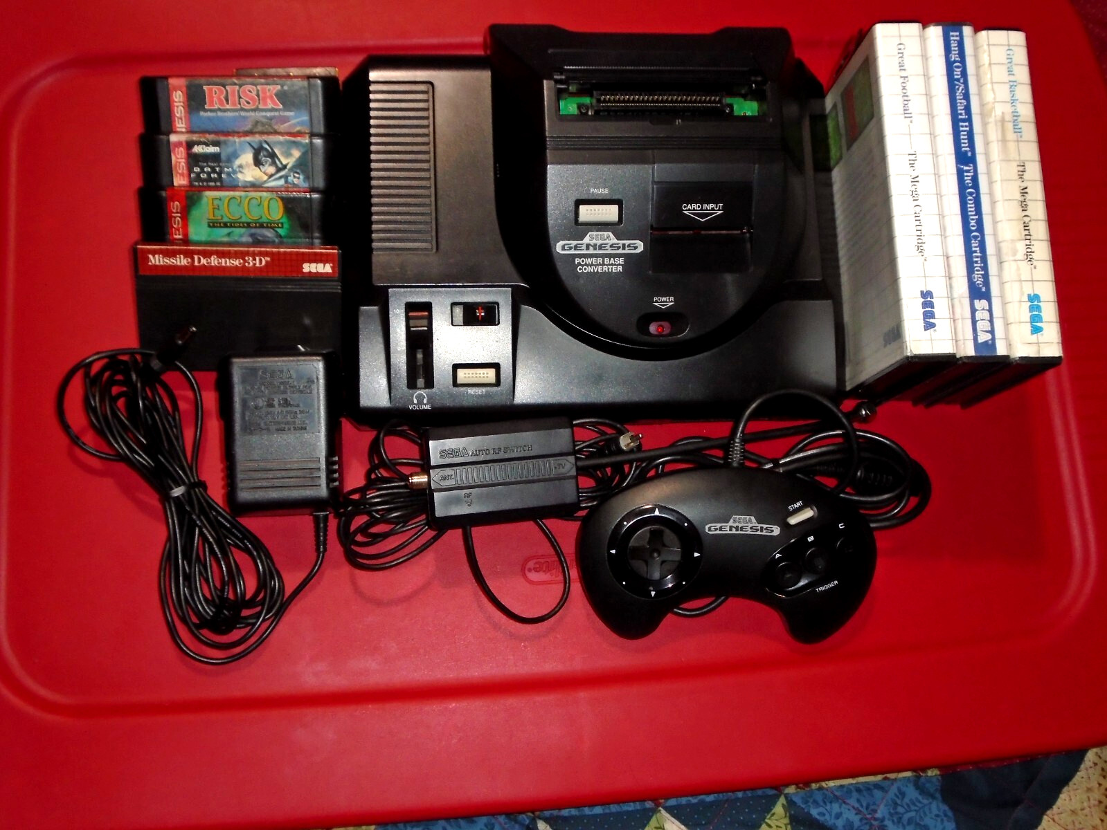 Sega Genesis Model 1 (1601) Bundle Power Base Converter (1620) AC RF Controller+