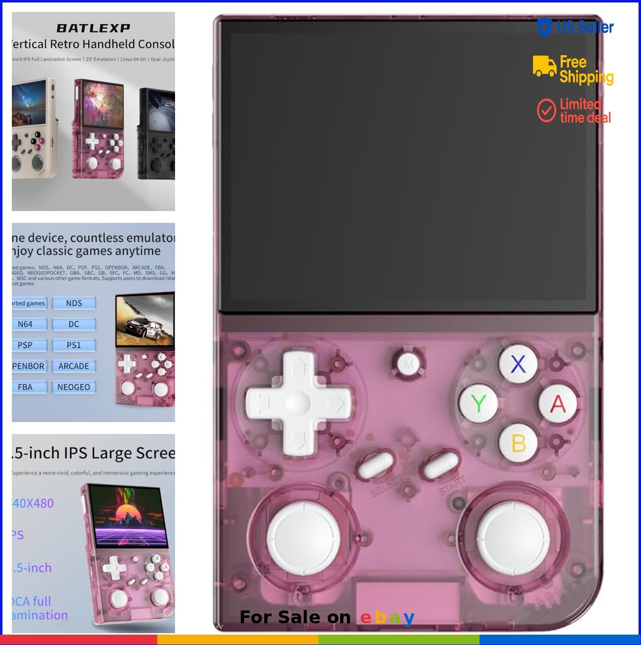 Handheld Game Console 3.5 Inch IPS Screen 3200mAh Battery 4371 Games Linux