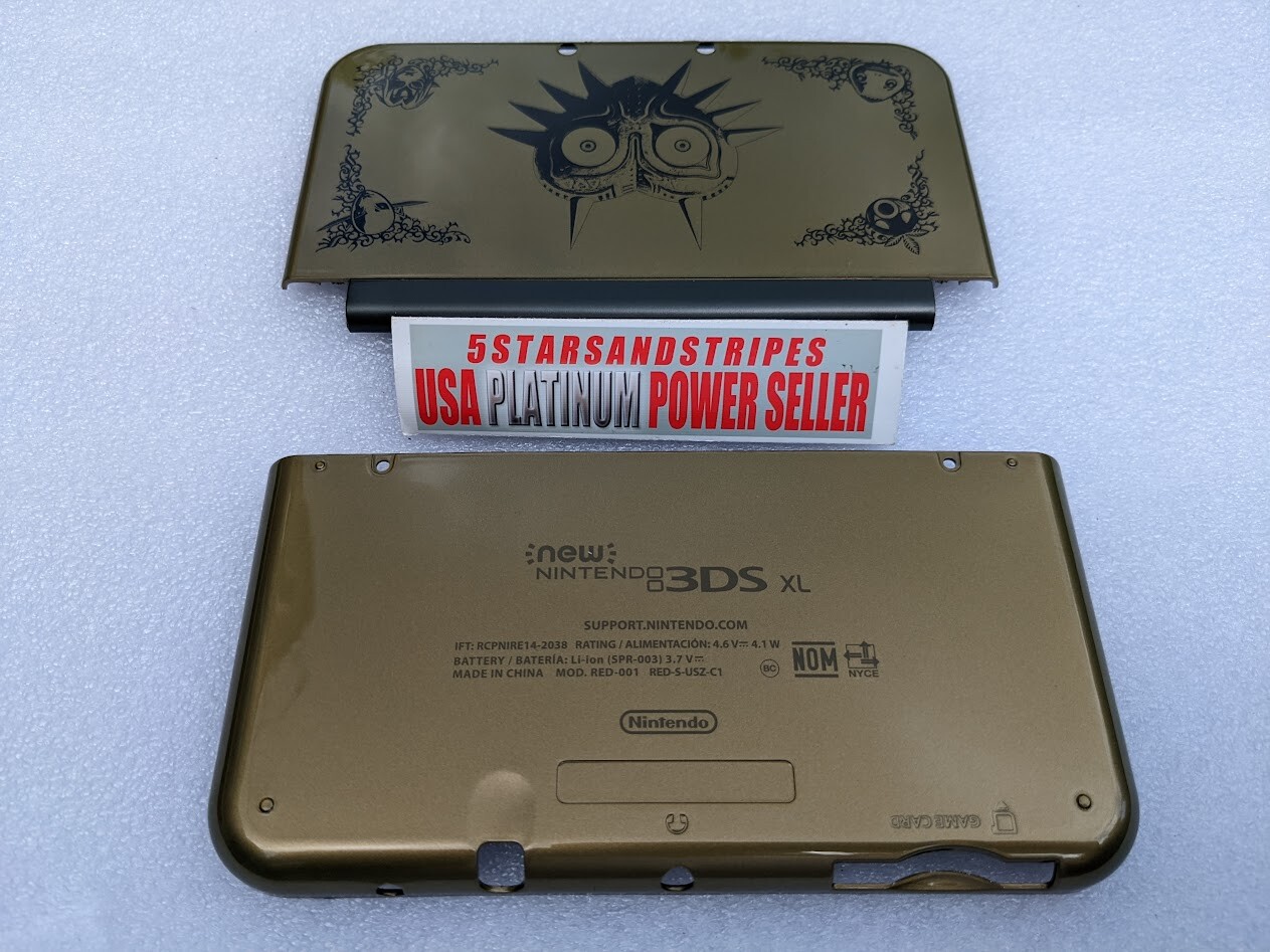 NEW3DSXL GOLD ZELDA Majoras Mask Top Bottom Battery Cover Case Housing Shell