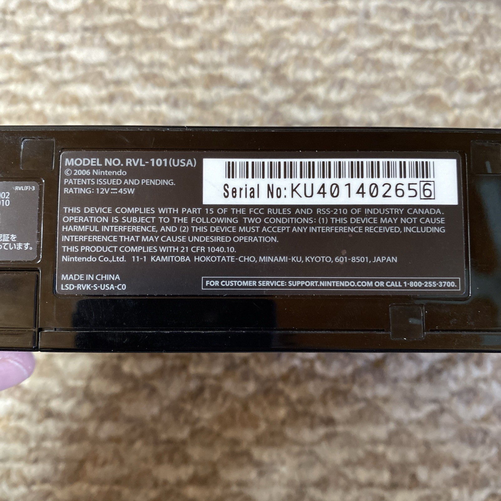 Nintendo Wii Black RVL-101 Model Console Tested Working OEM With Controller