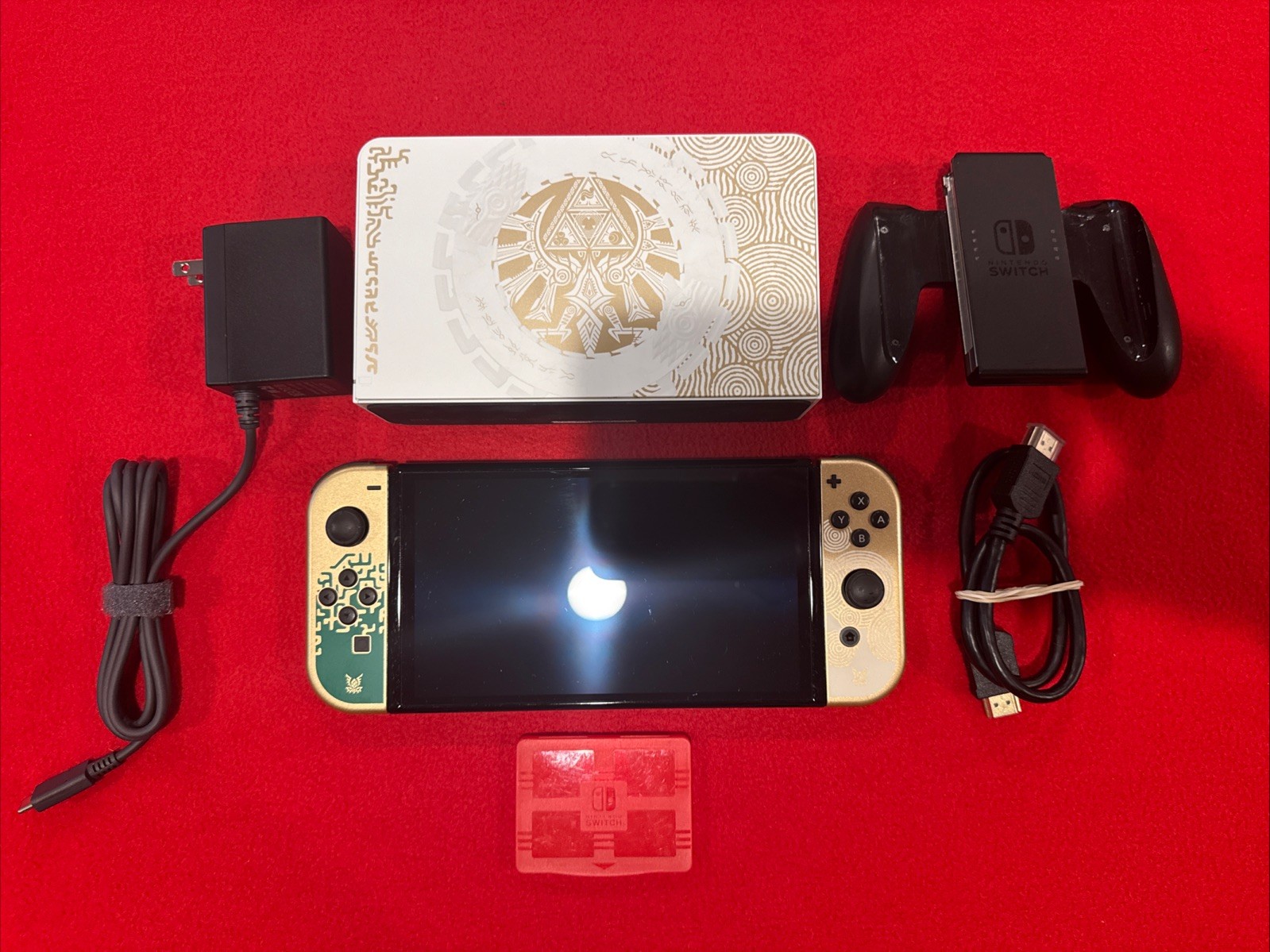 Nintendo Switch OLED 64GB Legend of Zelda Console Bundle Joycons W/ Dock + Cords