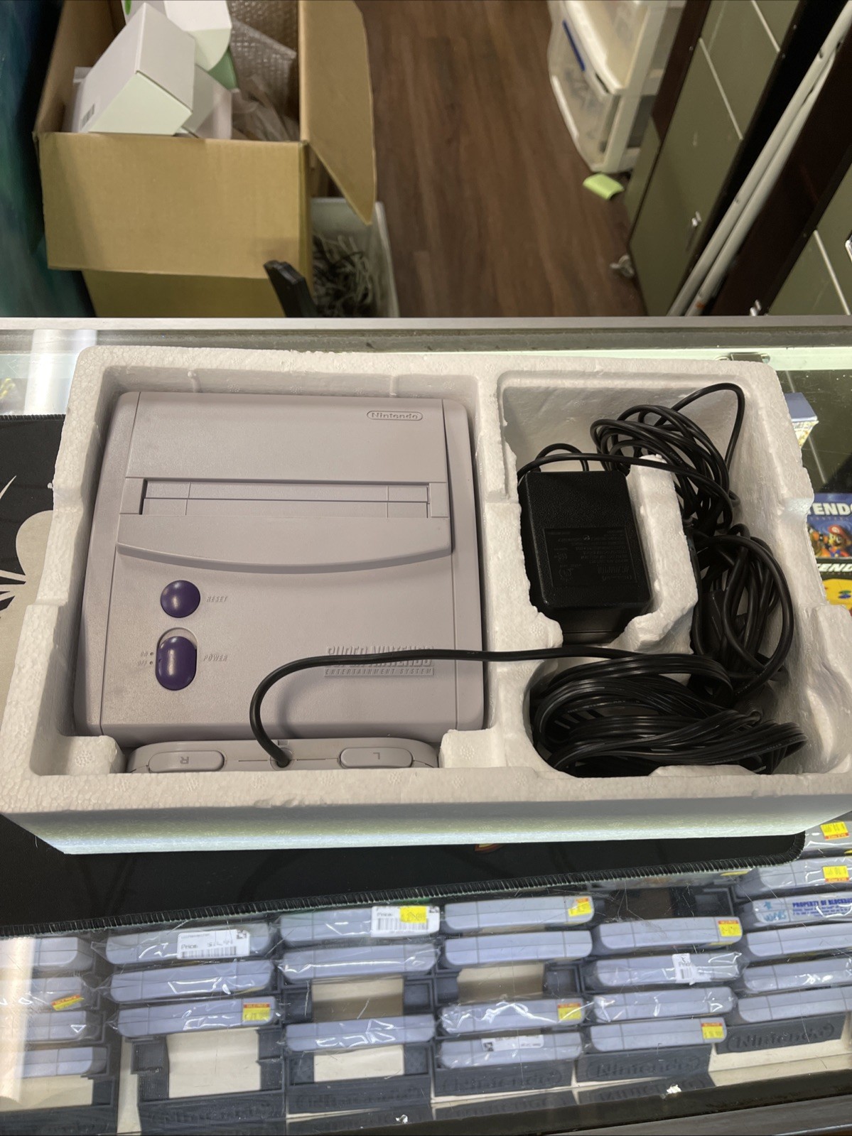 SNES Super Nintendo Jr System Console Control Deck In Box 100%Tested Very Clean