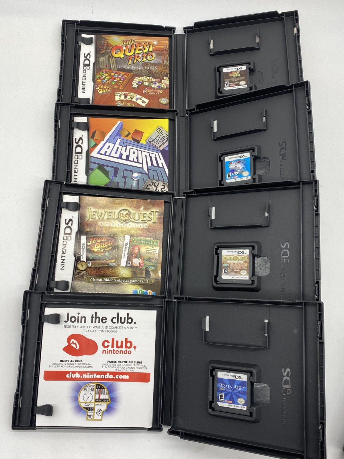 Nintendo DS Lite Bundle Crimson/Black 2 Stylus & Charging Cord, 8 Games 3 Cases