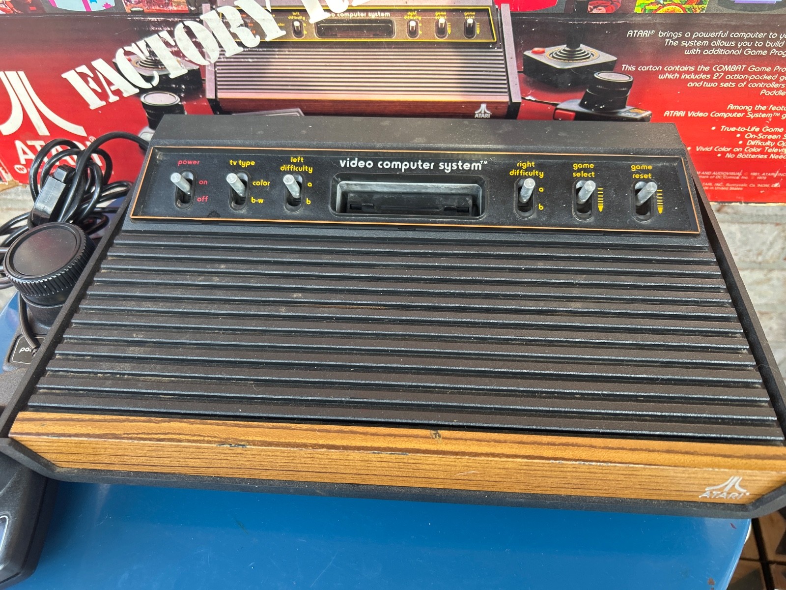 ATARI CX2600 Game System FACTORY RECONDITIONED WITH BOX AND GAMES Untested As Is
