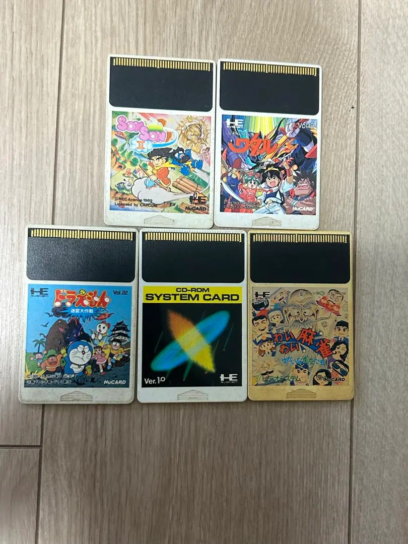 NEC PC Engine CORE GRAFX Console with 5 Game Cartridges Grey Set Untested As Is