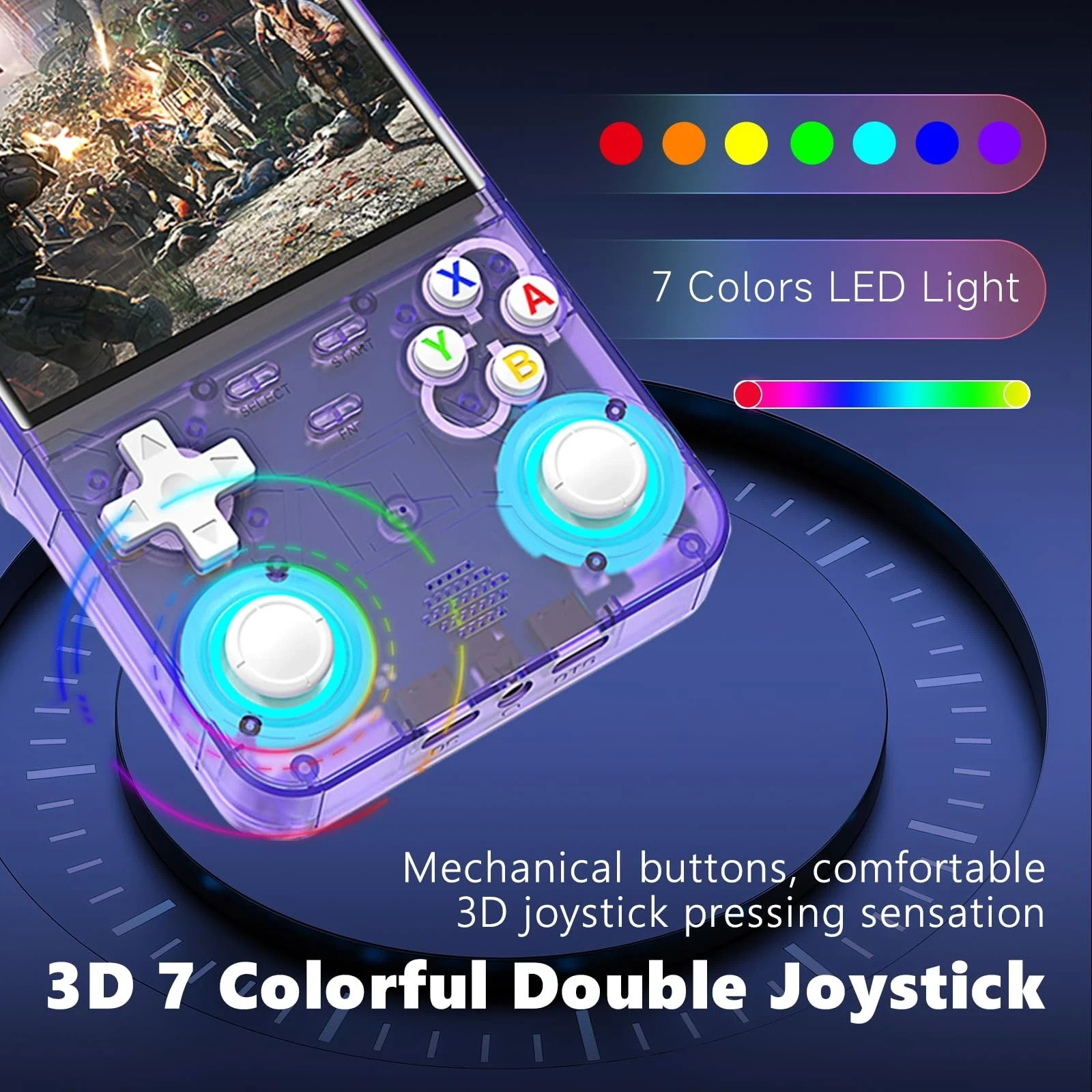 Blue R36S Ultra Handheld Game Console 3.5 Inch IPS Screen 20000+ Video Games